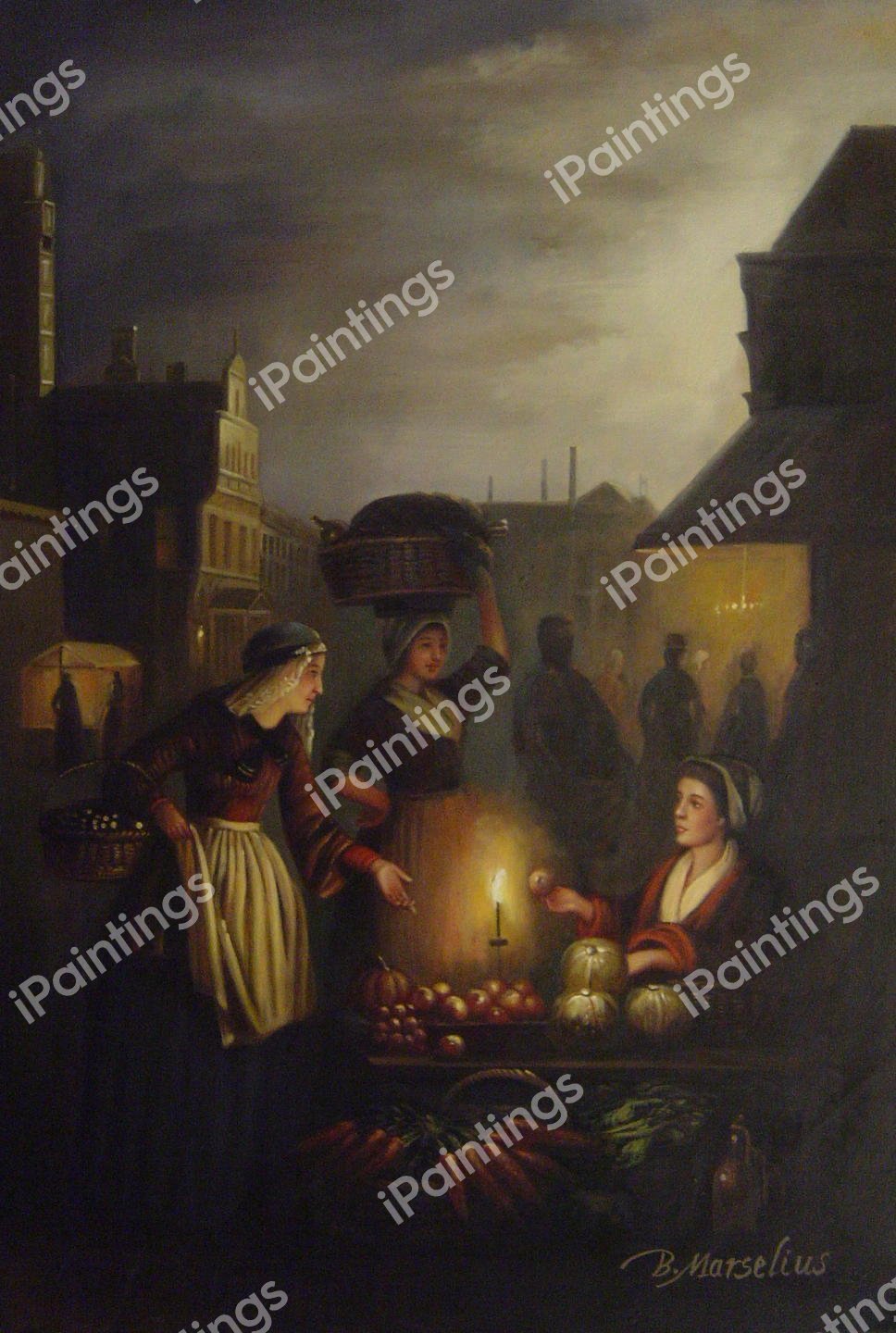 The Night Market. The painting by Petrus Van Schendel