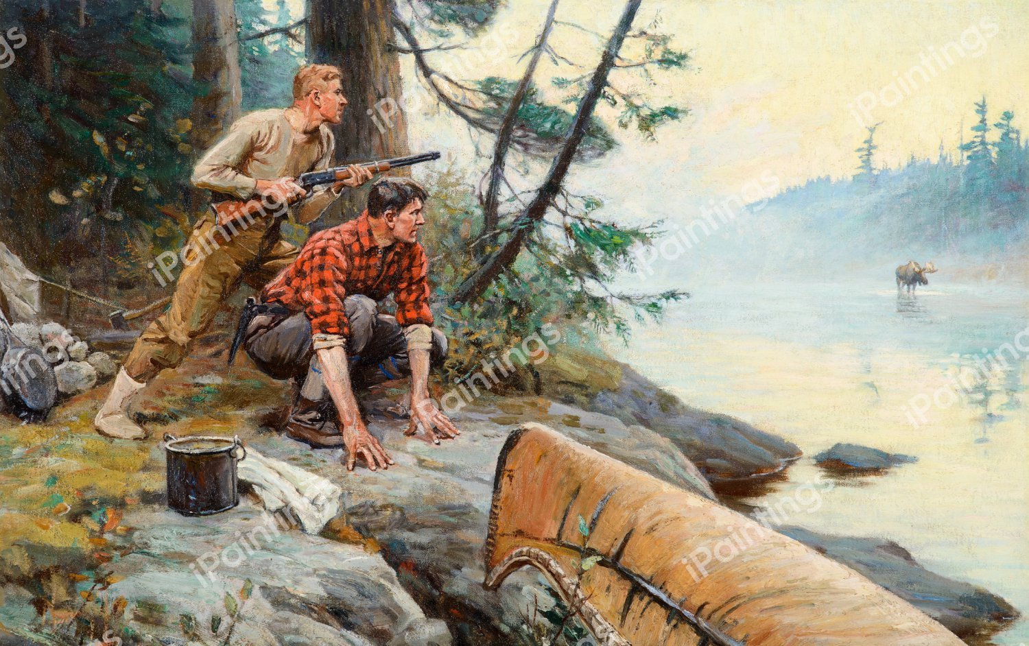 Break At Dawn. The painting by Philip R. Goodwin