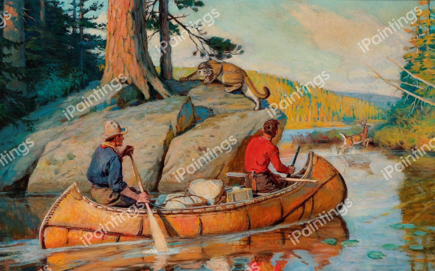 In the Canoe. The painting by Philip R. Goodwin