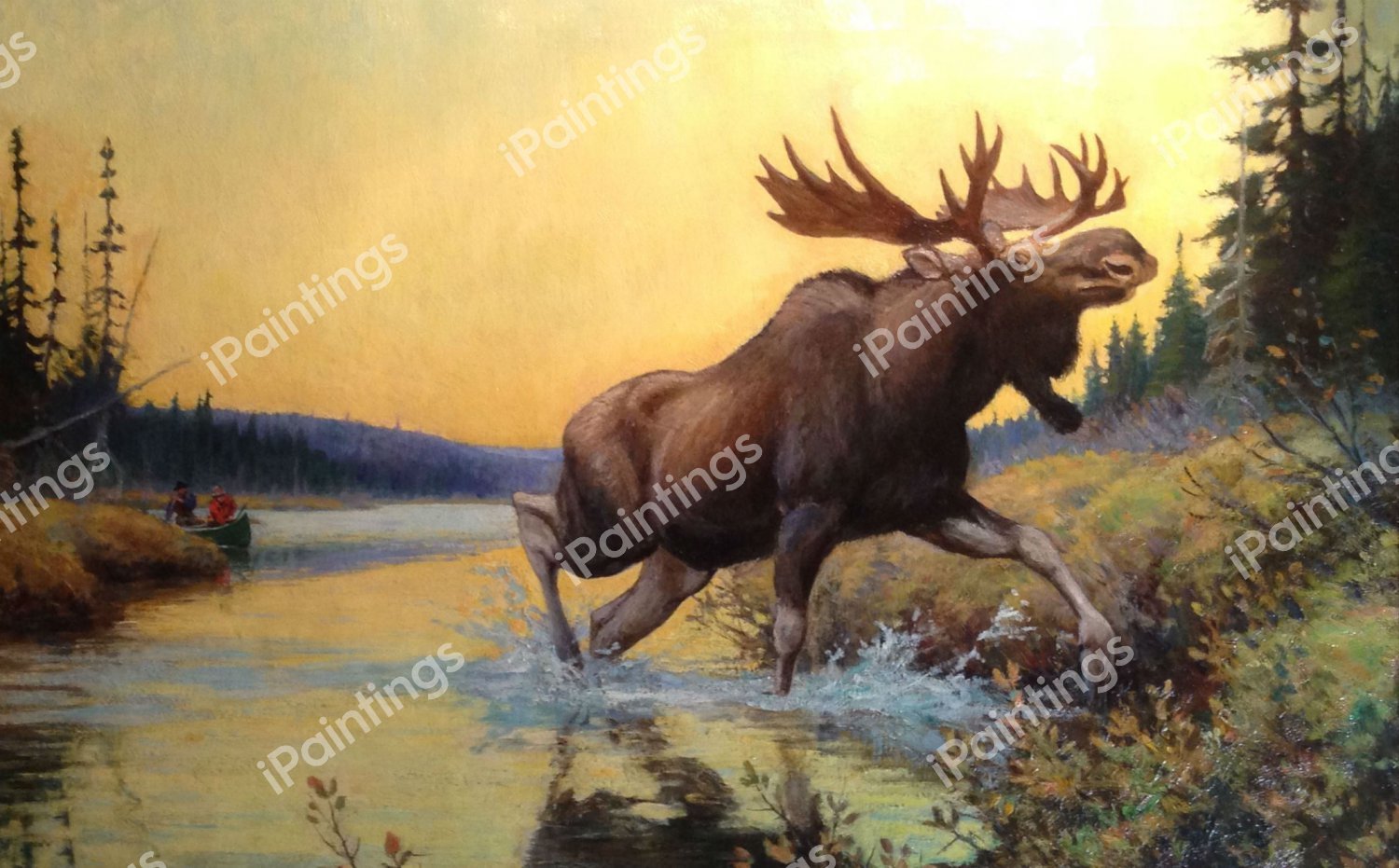 Moose Hunting. The painting by Philip R. Goodwin