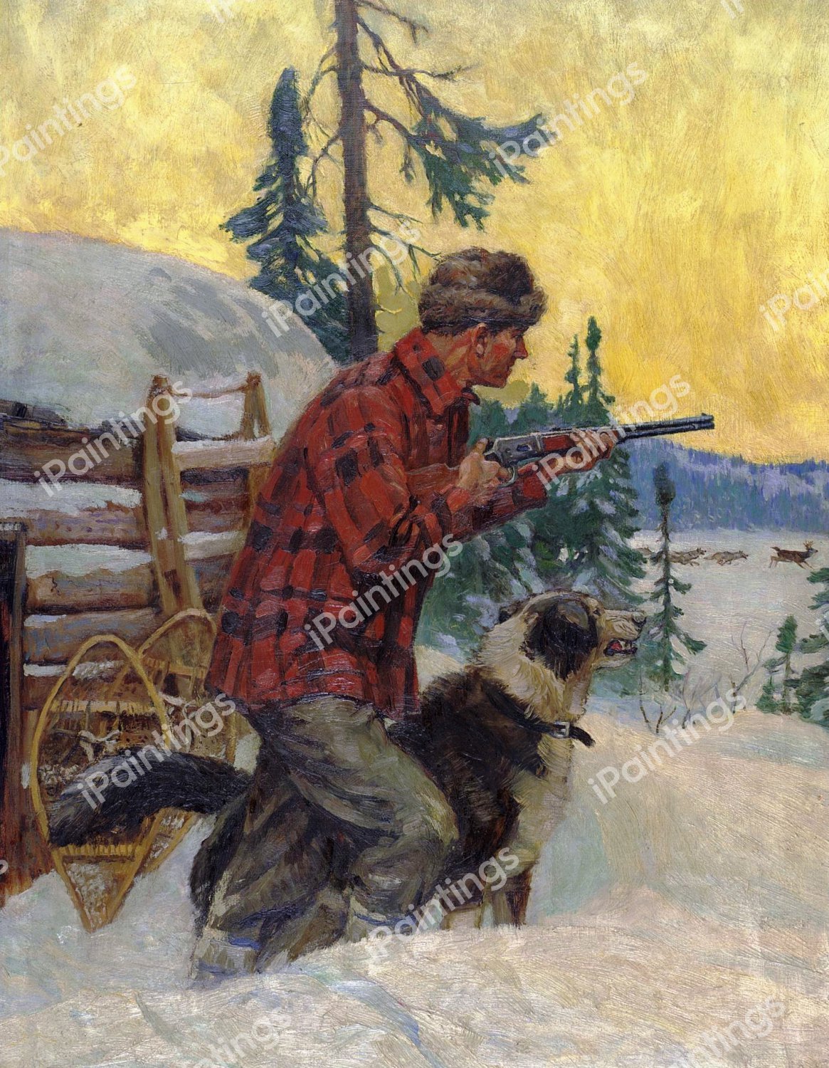 The Winter Hunt. The painting by Philip R. Goodwin