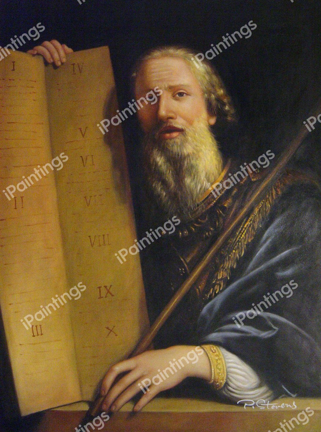 Moses With The Ten Commandments. The painting by Phillipe De Champaigne