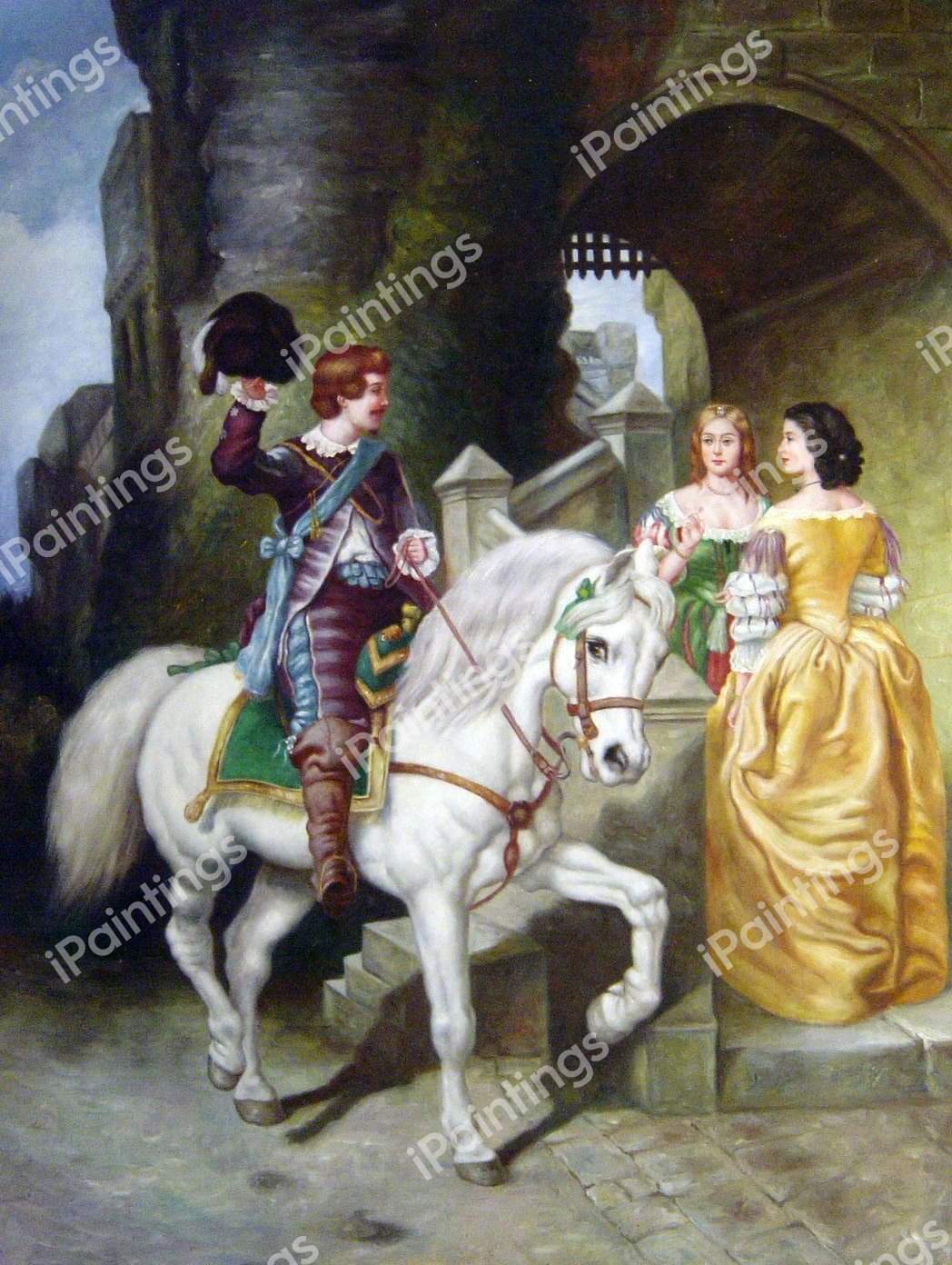 The Cavalier's Visit. The painting by Pierre-Auguste Cot