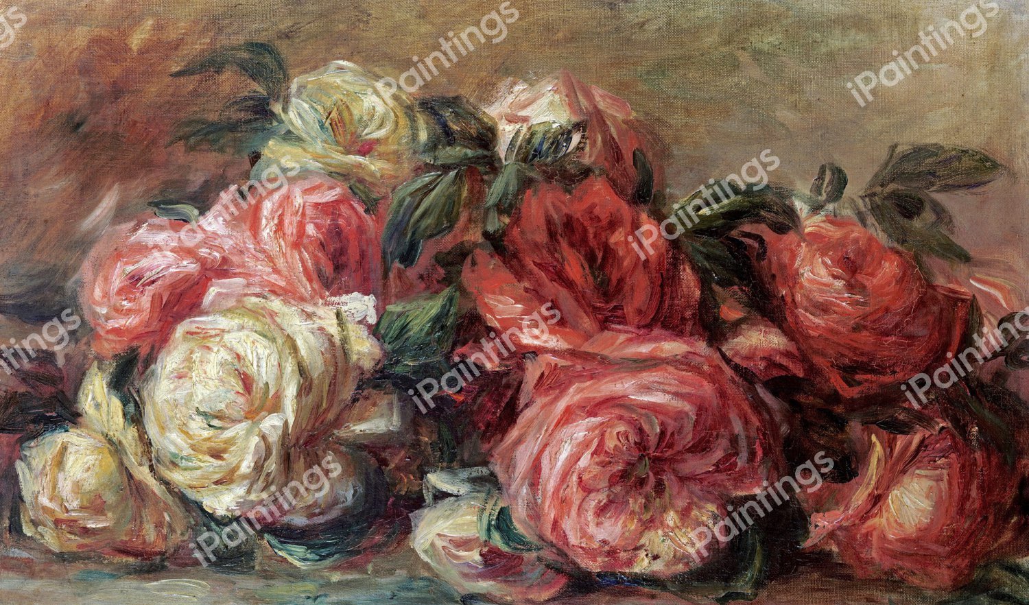 A Bunch of Discarded Roses 2. The painting by Pierre-Auguste Renoir