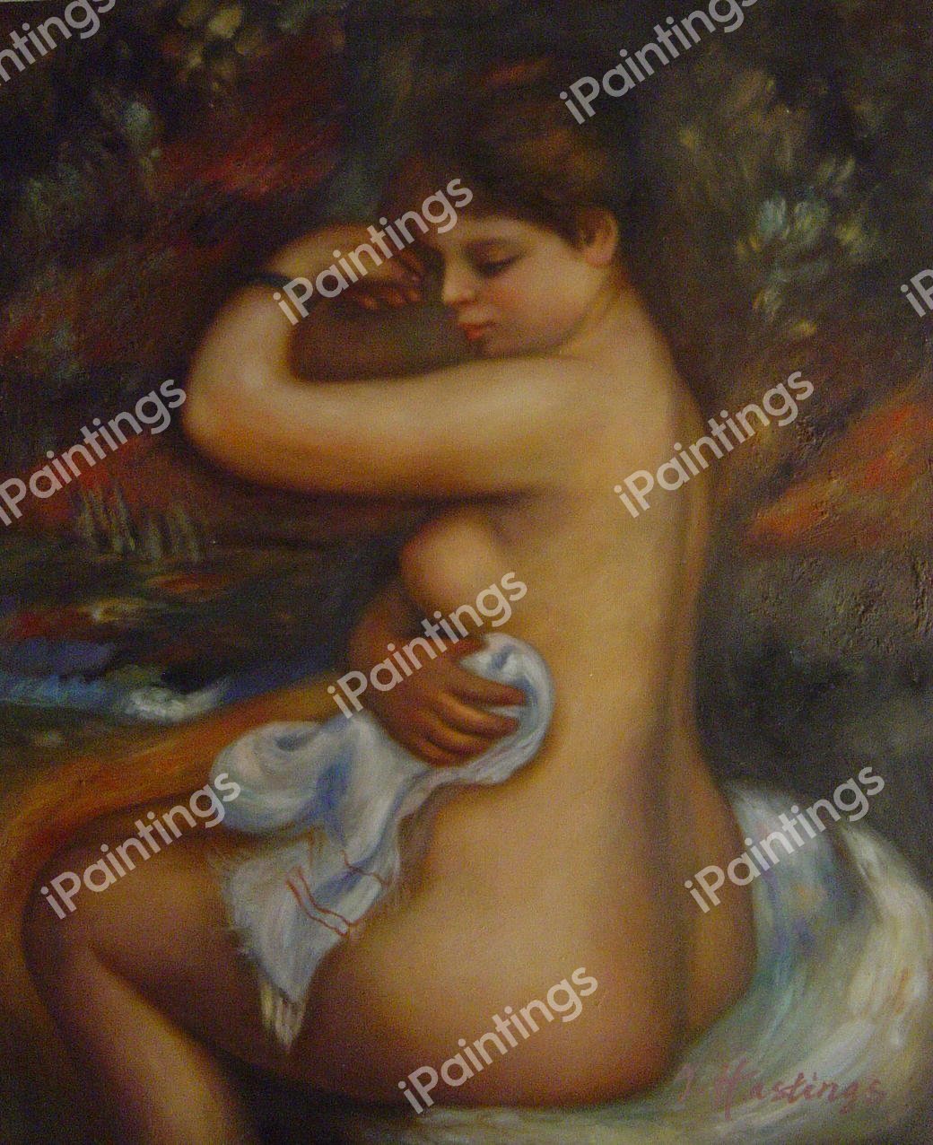 After The Bath. The painting by Pierre-Auguste Renoir