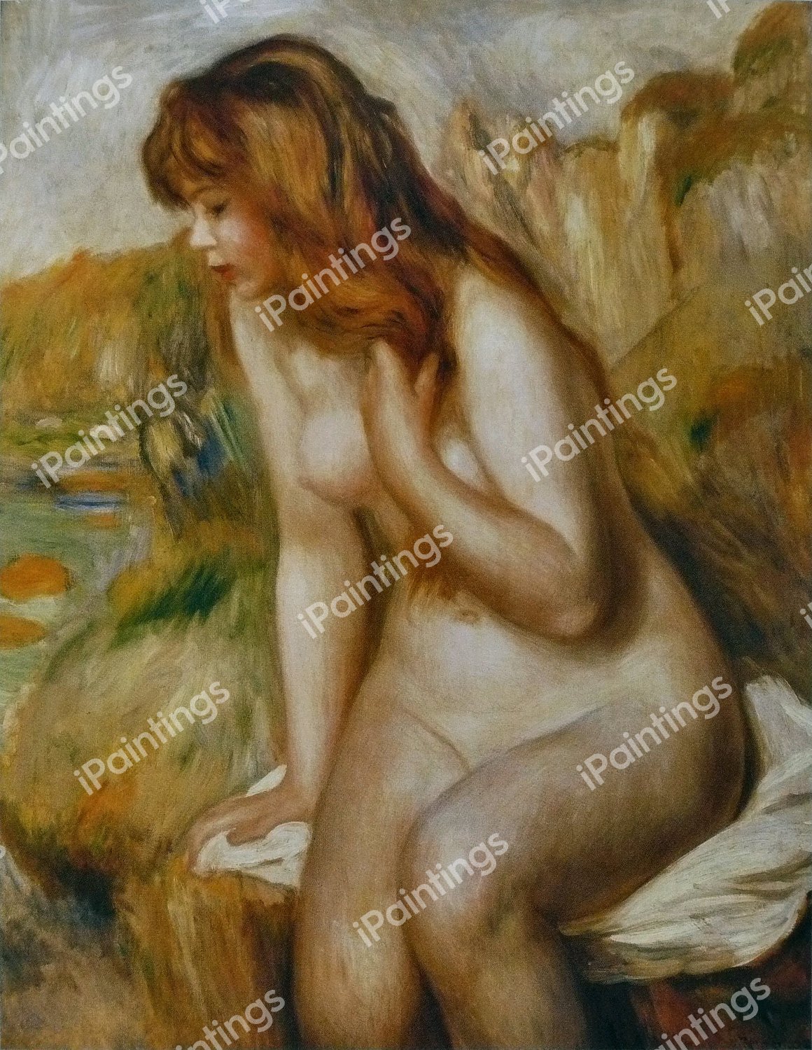Bather on a Rock. The painting by Pierre-Auguste Renoir