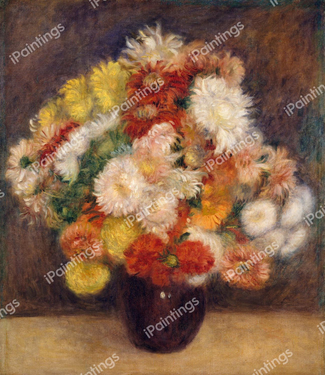 Bouquet of Chrysanthemums. The painting by Pierre-Auguste Renoir