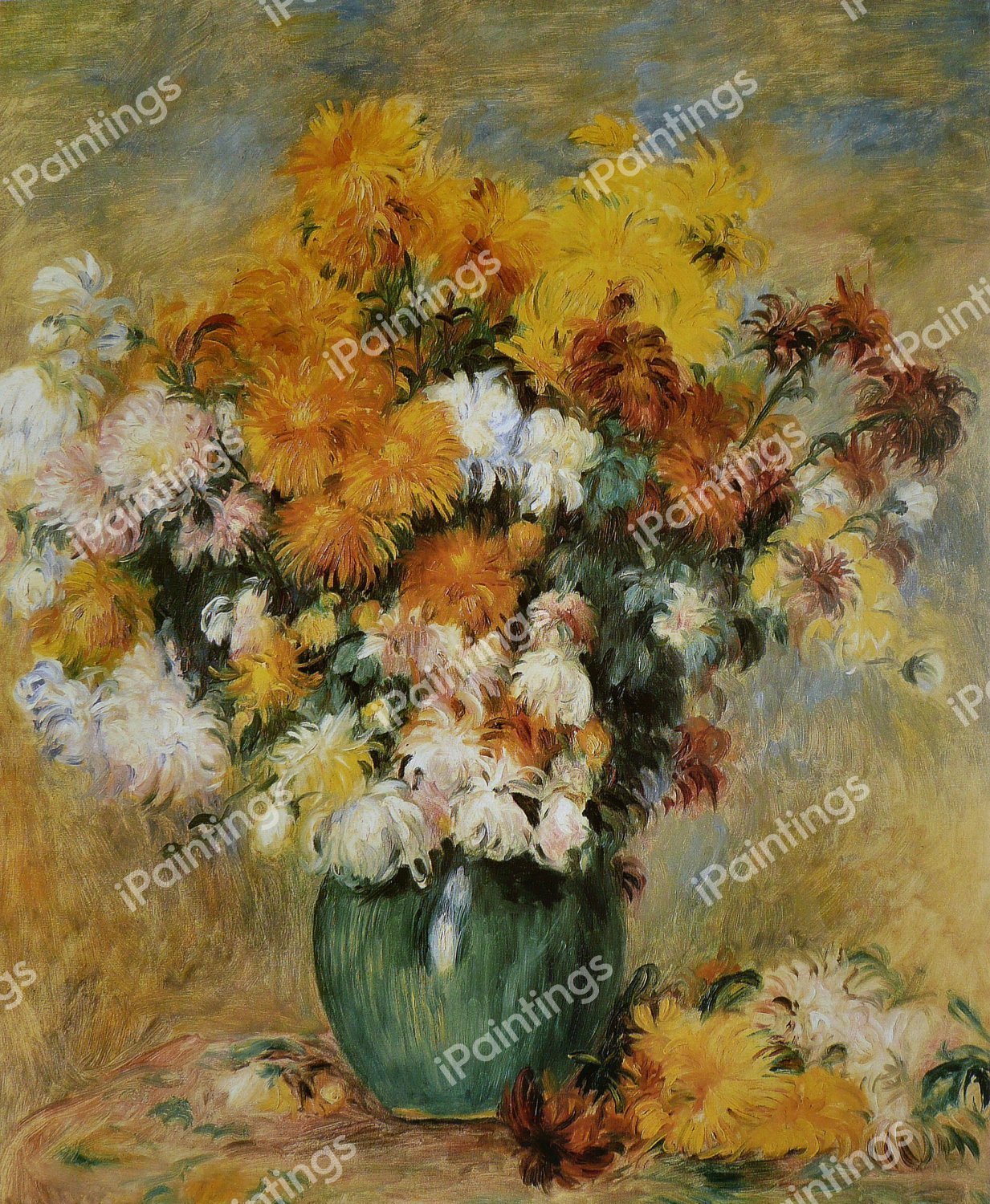 Bouquet of Chrysanthemums. The painting by Pierre-Auguste Renoir