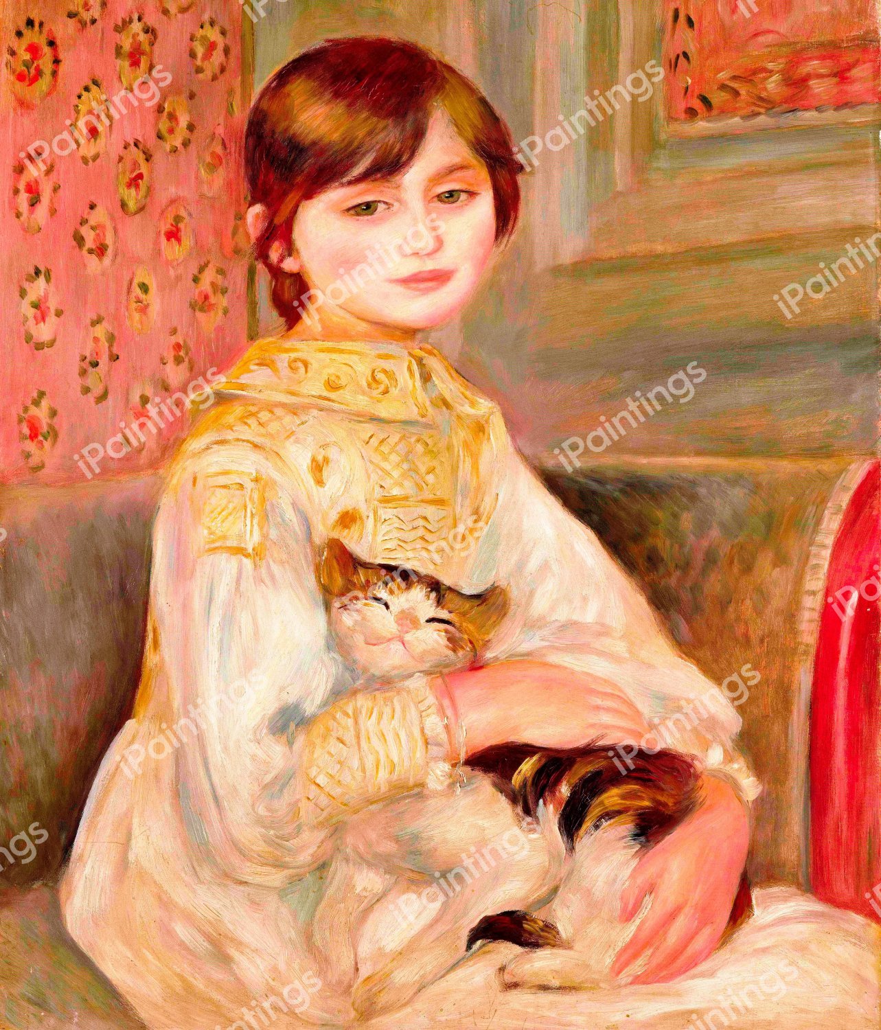 Child with a Cat (Julie Manet). The painting by Pierre-Auguste Renoir