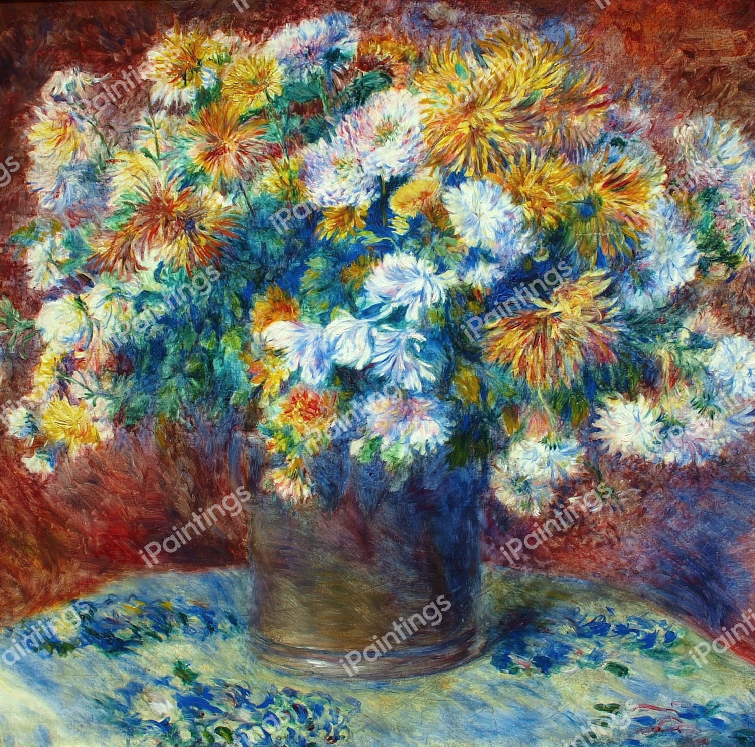 Chrysanthemums. The painting by Pierre-Auguste Renoir