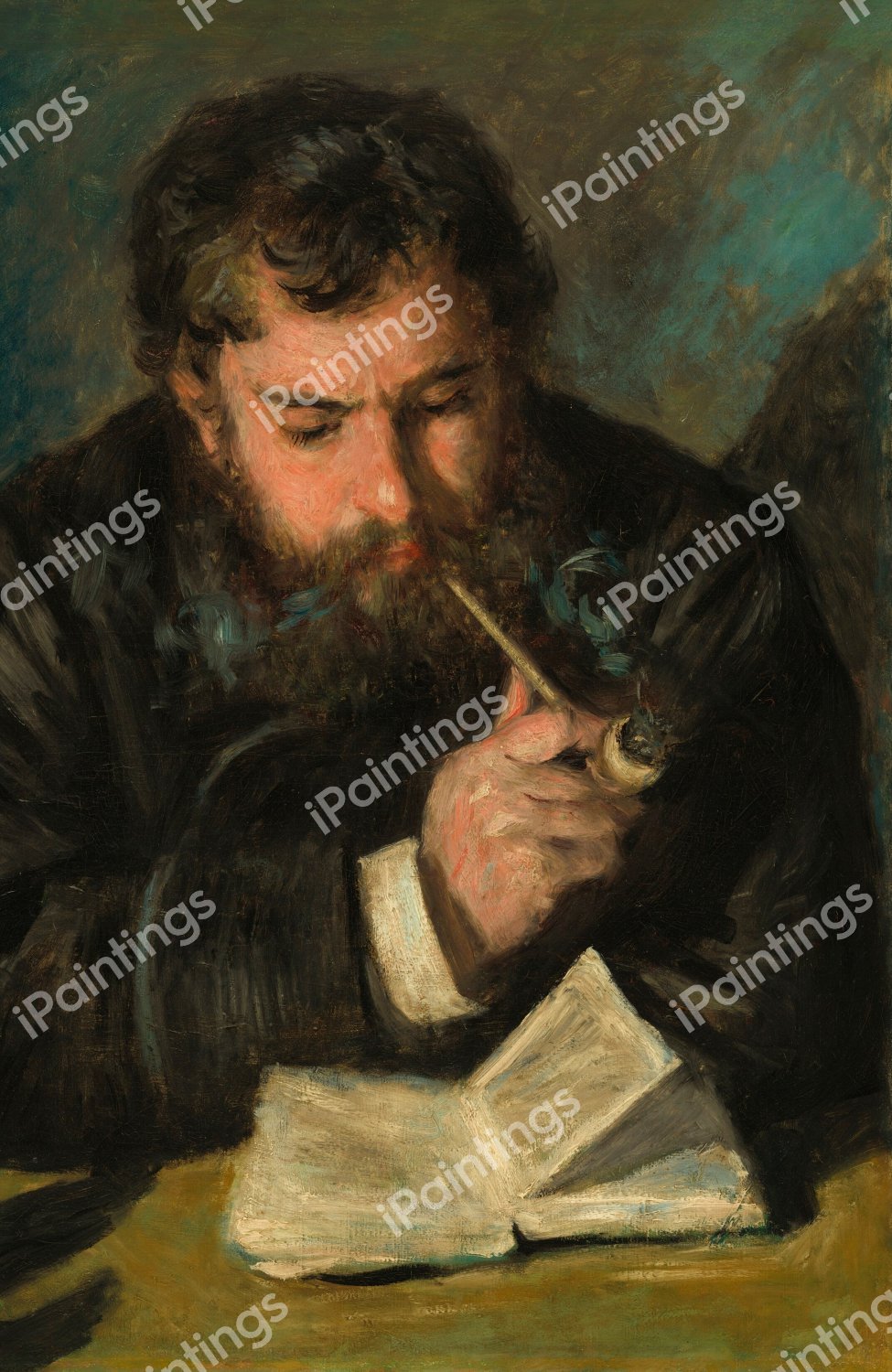 Claude Monet (Le Liseur). The painting by Pierre-Auguste Renoir