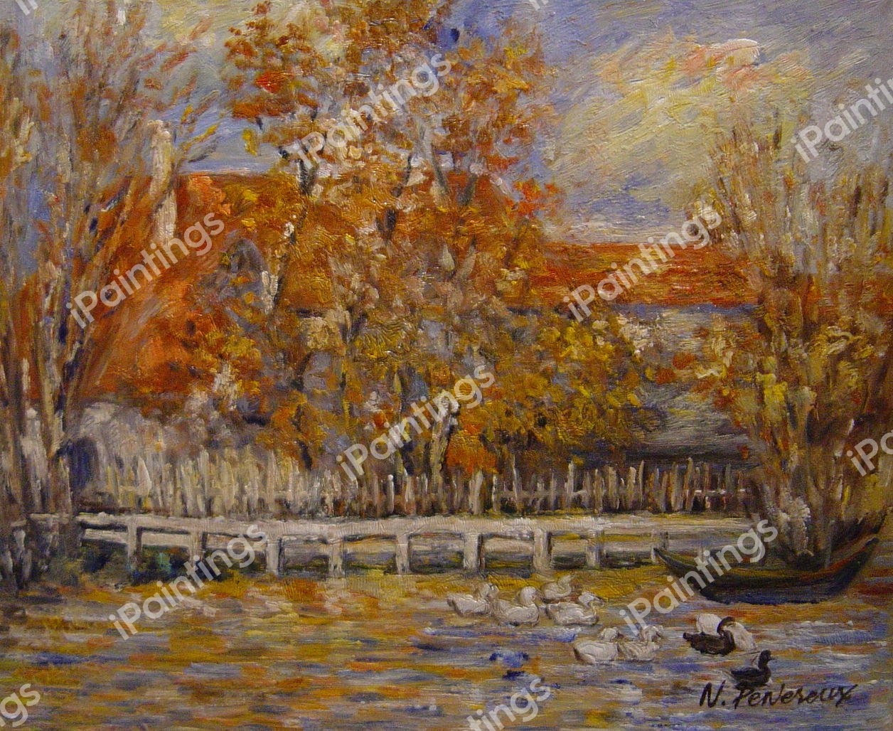 Duck Pond. The painting by Pierre-Auguste Renoir