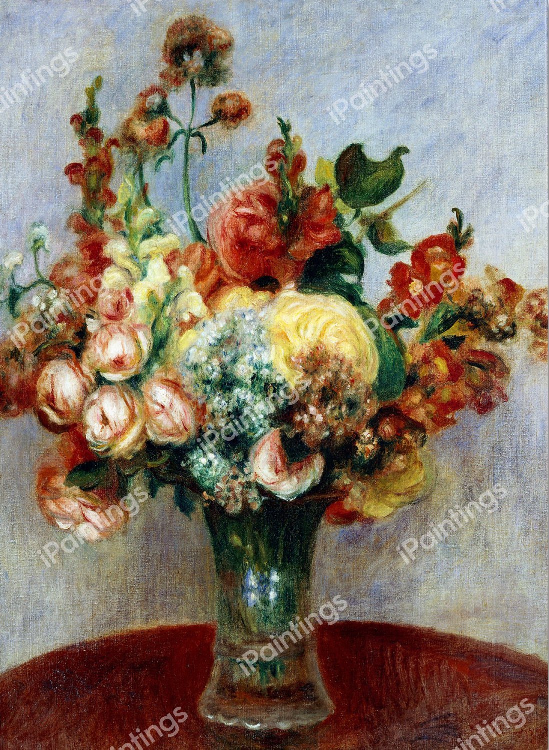 Flowers in a Vase 2. The painting by Pierre-Auguste Renoir
