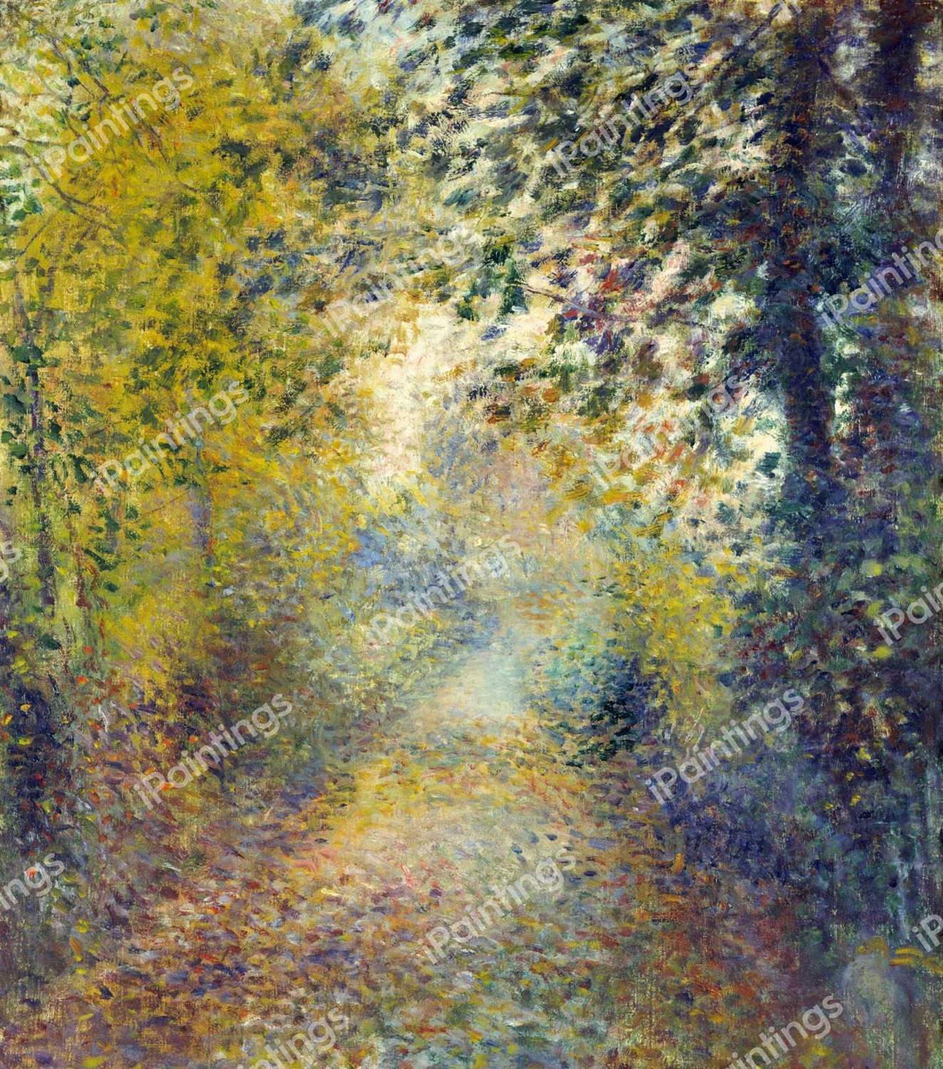 In the Woods. The painting by Pierre-Auguste Renoir