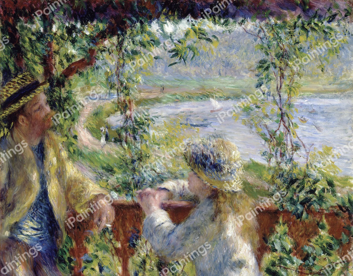 Near the Lake. The painting by Pierre-Auguste Renoir