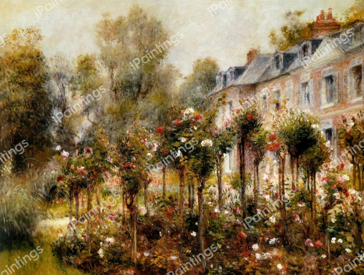 Rose Garden At Wargemont. The painting by Pierre-Auguste Renoir