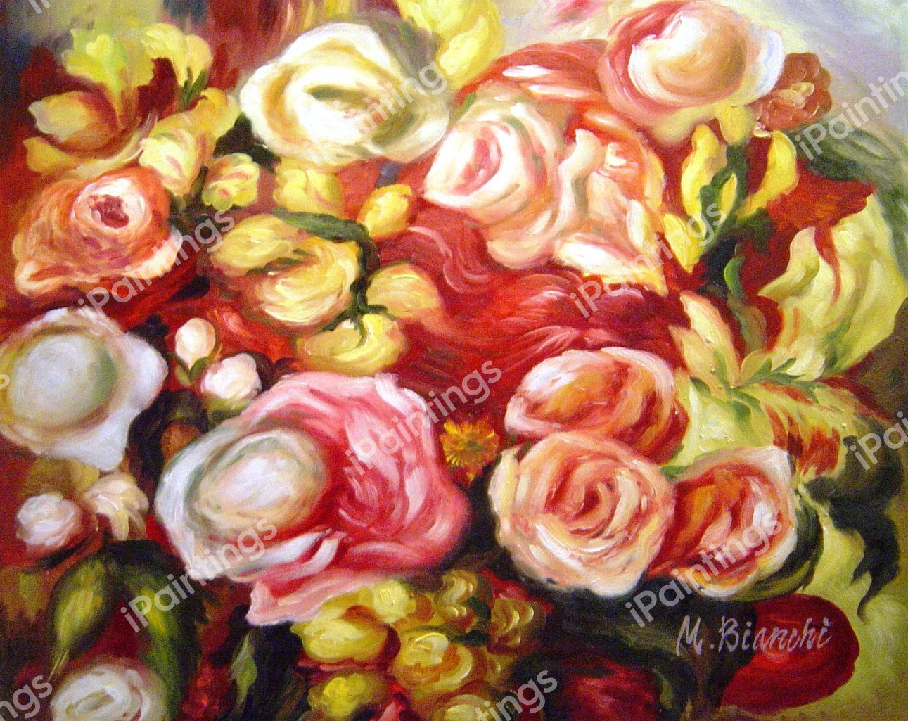 Roses. The painting by Pierre-Auguste Renoir