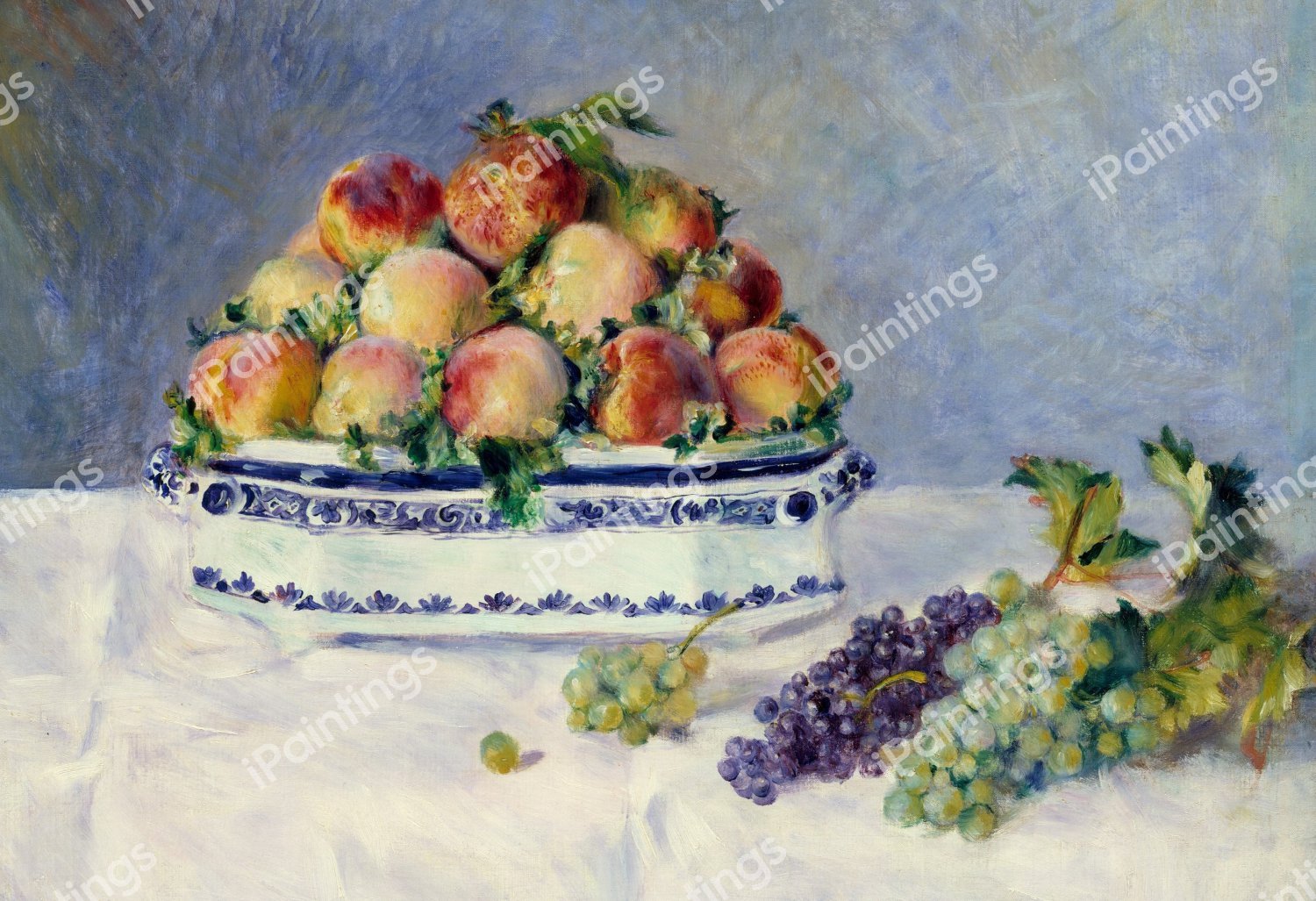 Still Life with Peaches and Grapes. The painting by Pierre-Auguste Renoir