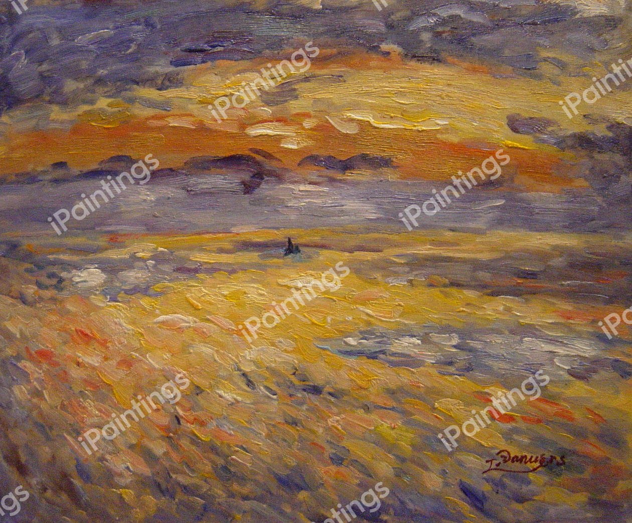 Sunset At Sea. The painting by Pierre-Auguste Renoir