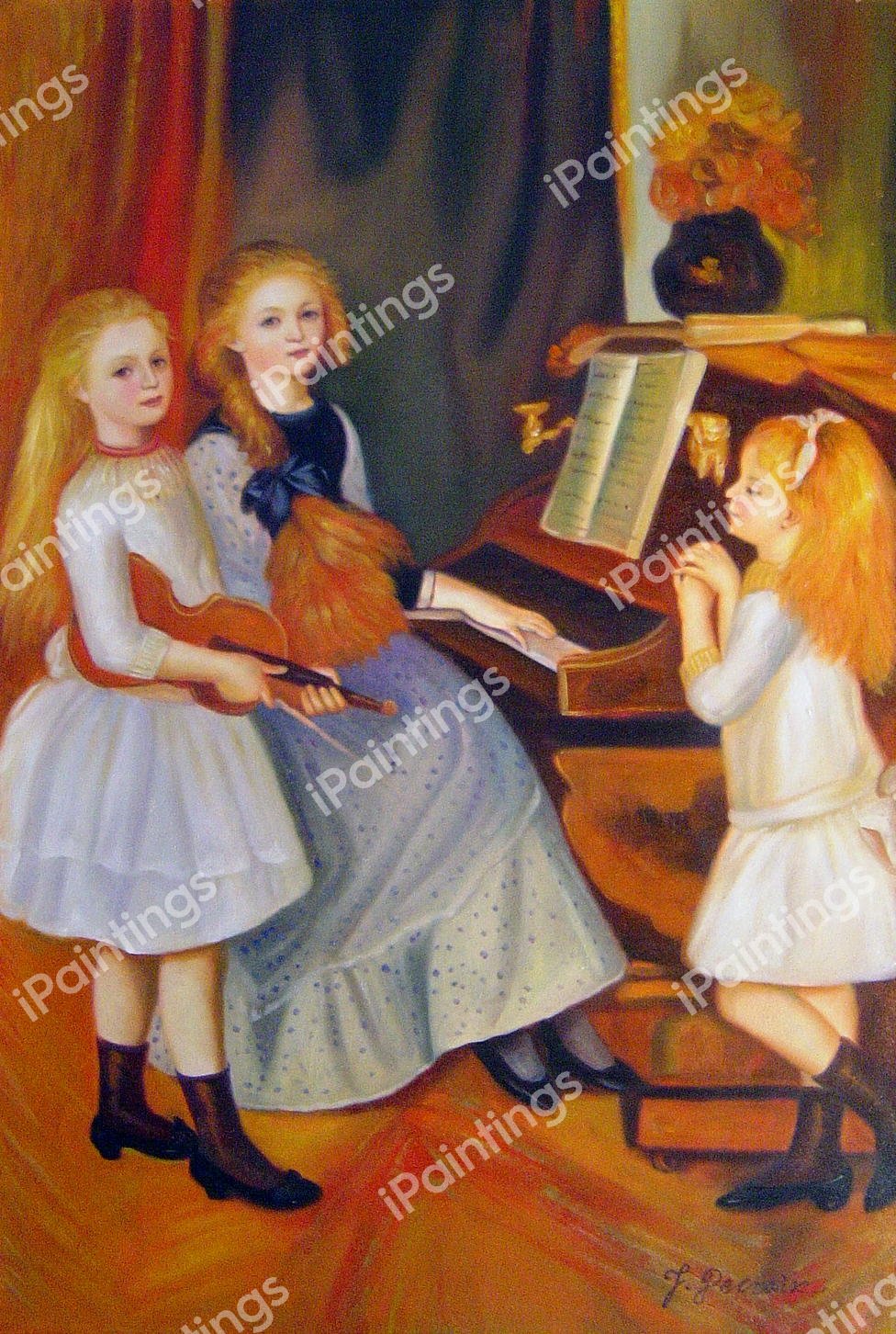 The Daughters of Catulle Mendes. The painting by Pierre-Auguste Renoir