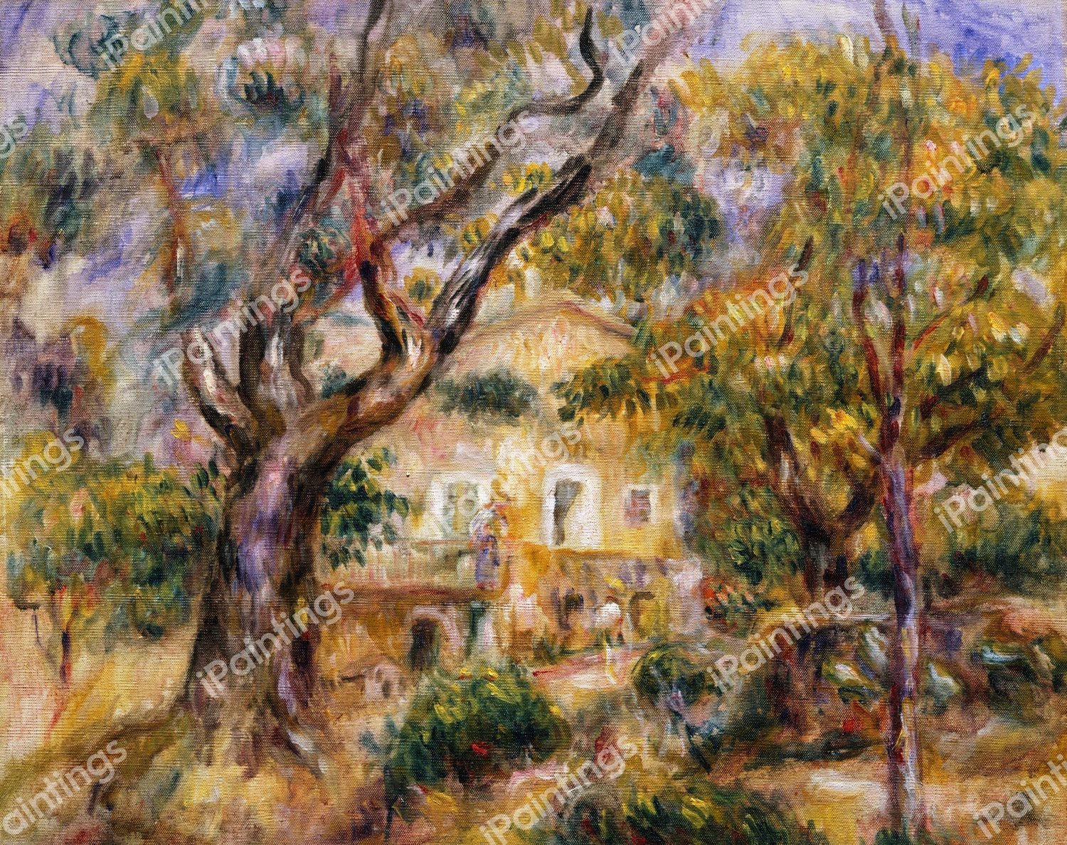 The Farm at Les Collettes, Cagnes. The painting by Pierre-Auguste Renoir