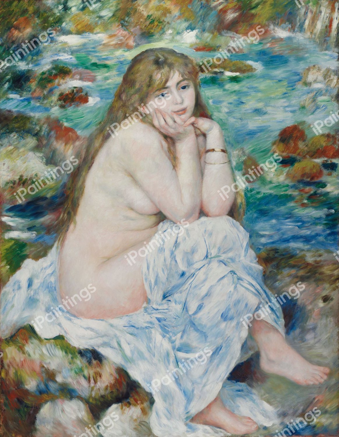 The Seated Bather. The painting by Pierre-Auguste Renoir