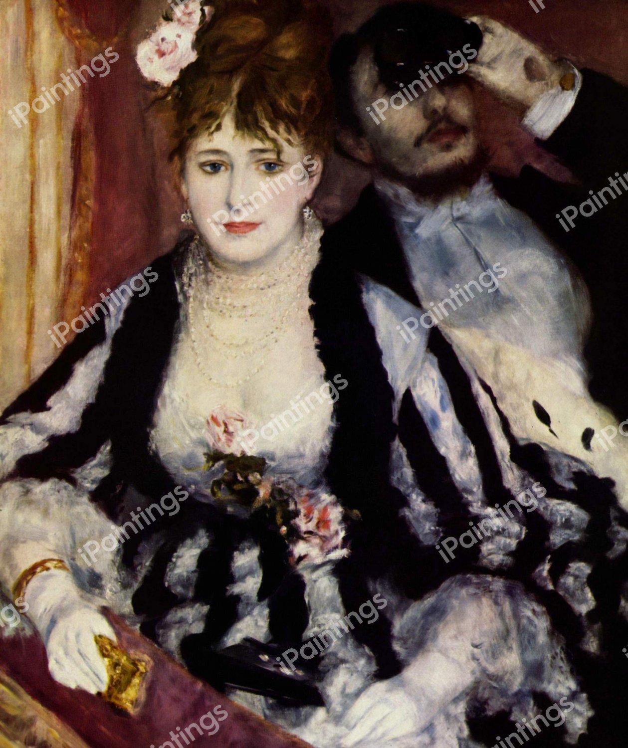 The Theatre Box (La Loge). The painting by Pierre-Auguste Renoir