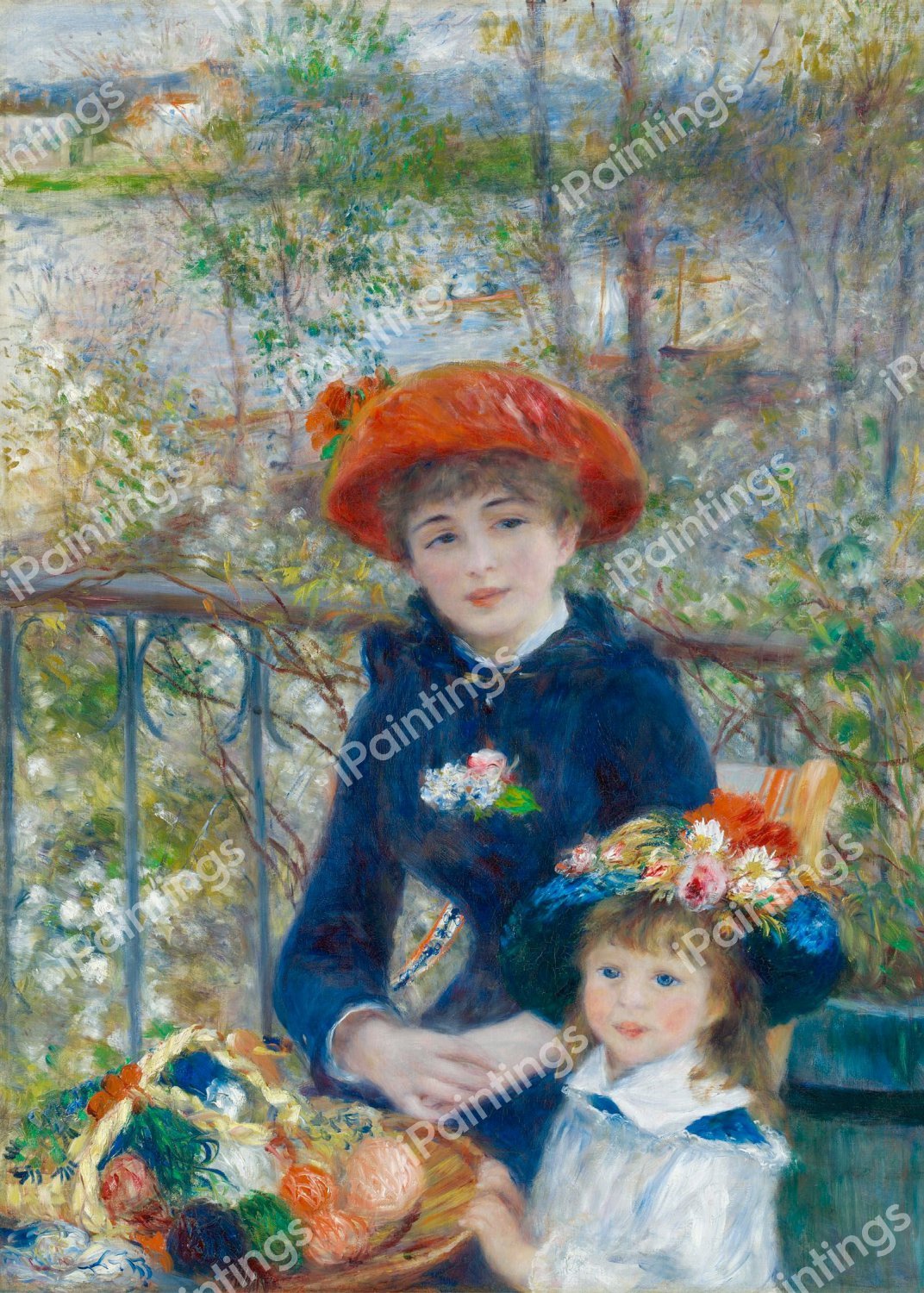 The Two Sisters on the Terrace. The painting by Pierre-Auguste Renoir