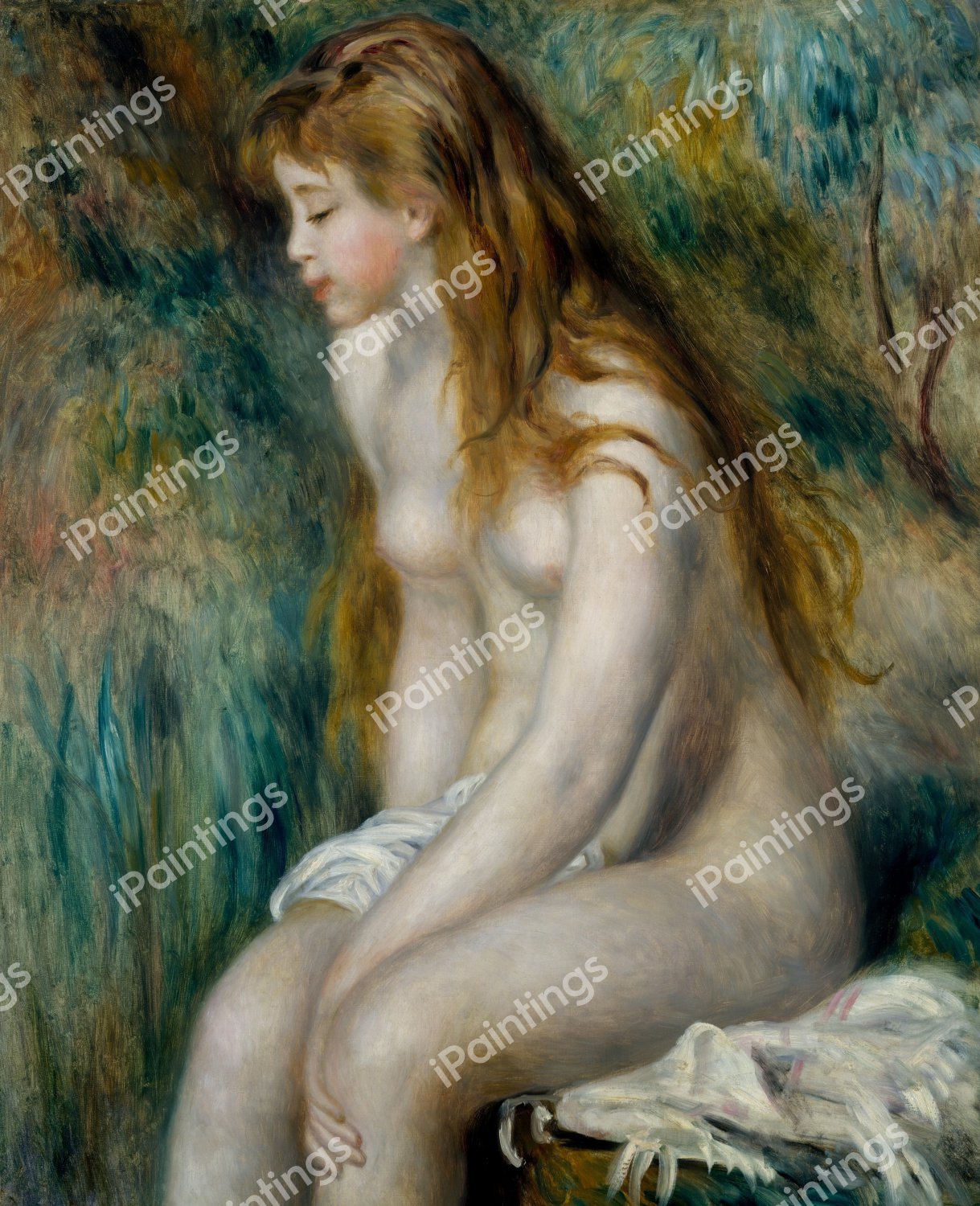 Young Girl Bathing. The painting by Pierre-Auguste Renoir