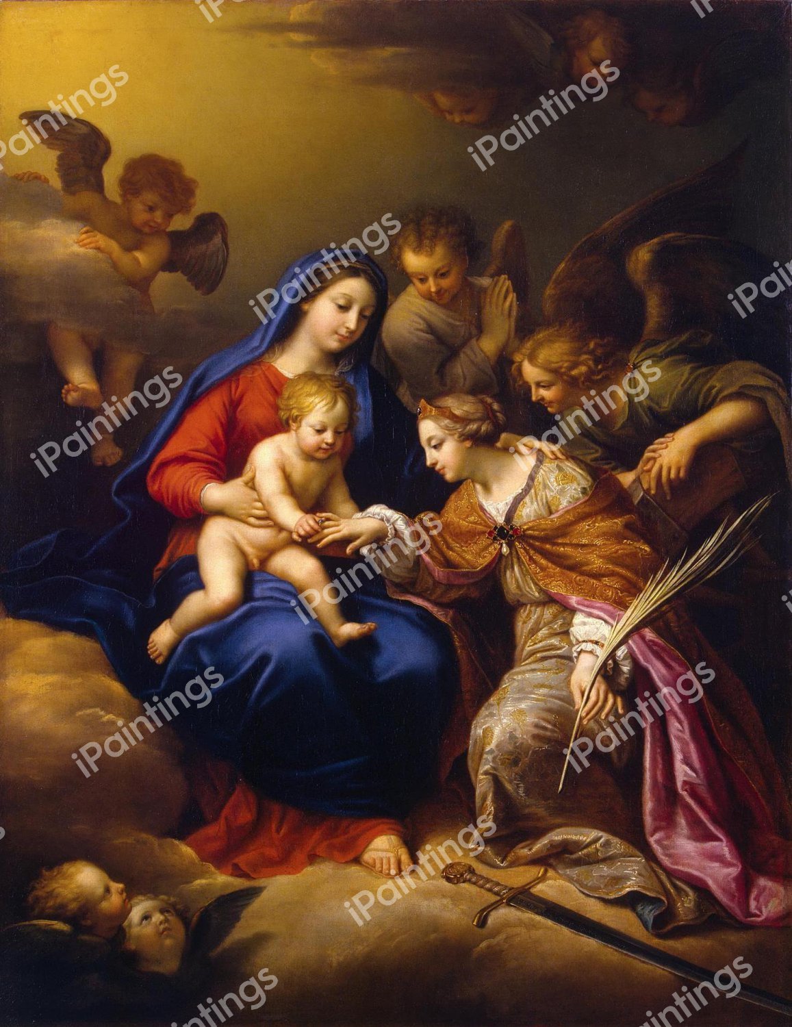Mystic Marriage of St. Catherine. The painting by Pierre Mignard