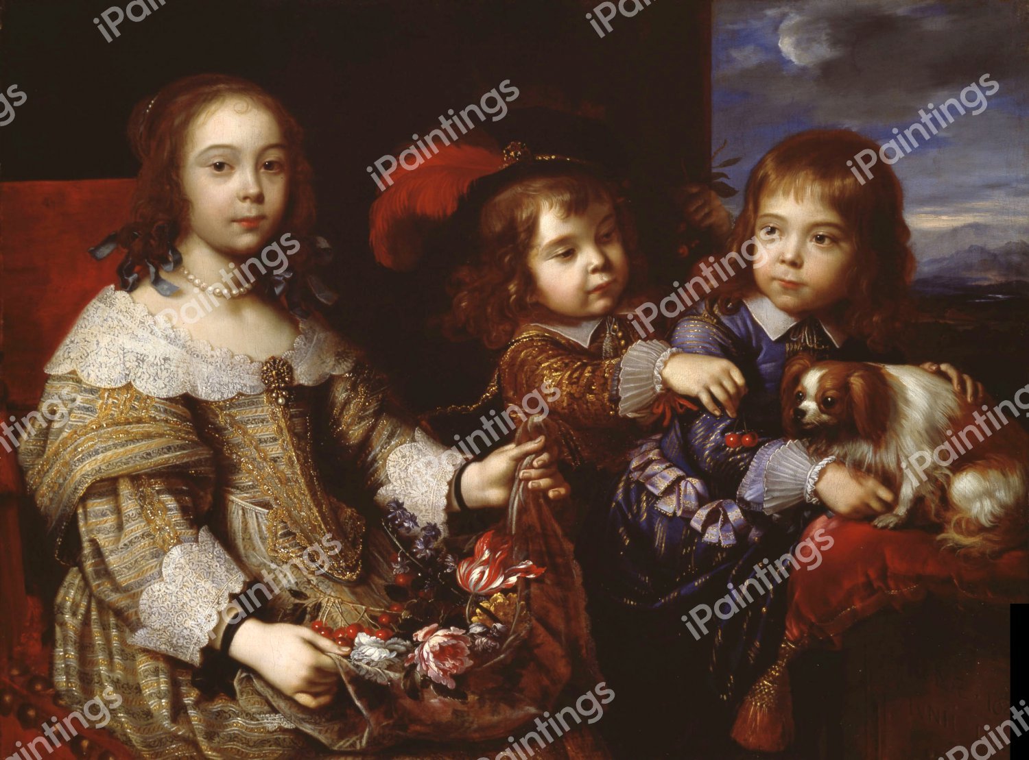 The Children of Frederic Maurice de La Tour d'Auvergne, duc de Bouillon. The painting by Pierre Mignard