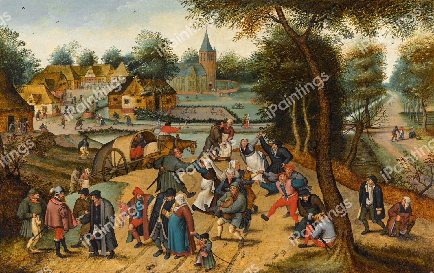 Return from the Kermesse. The painting by Pieter Bruegel the Younger