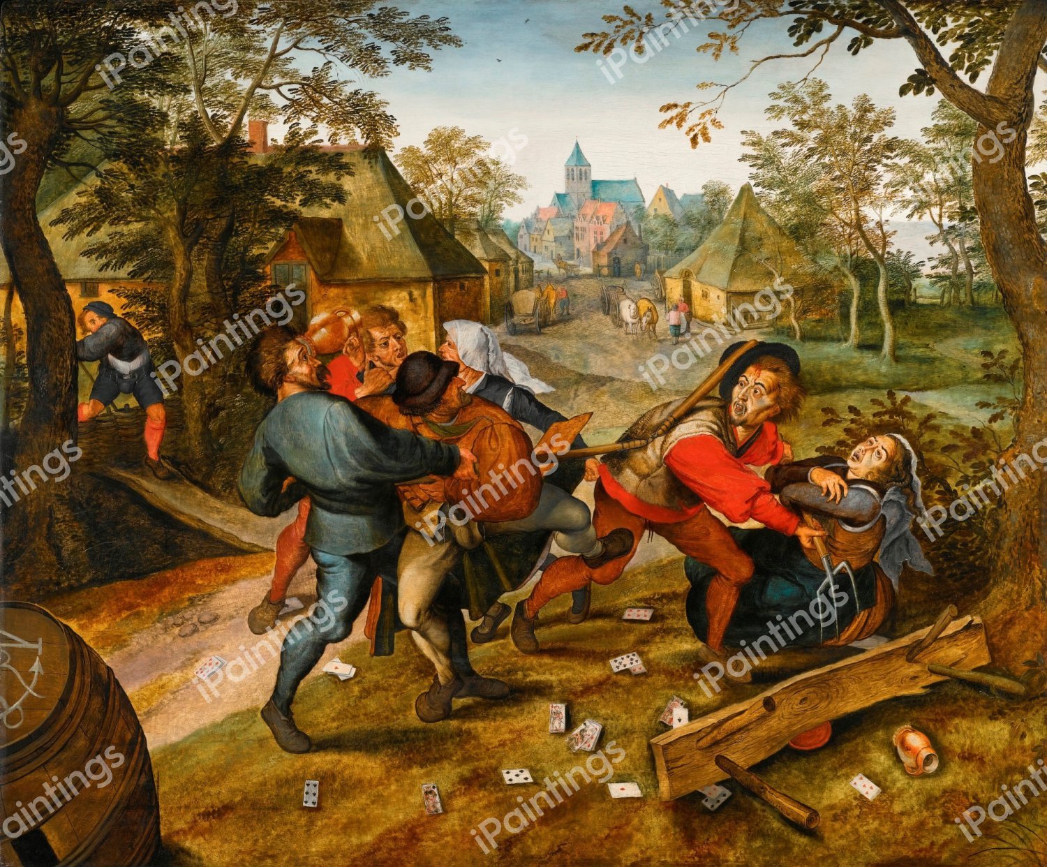 The Peasants' Brawl. The painting by Pieter Bruegel the Younger