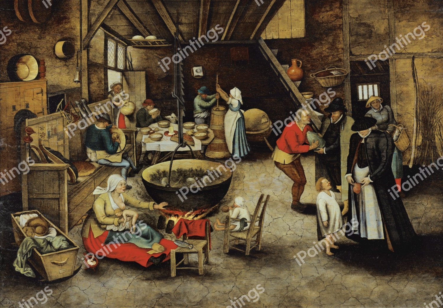 The Visit to the Farm. The painting by Pieter Bruegel the Younger