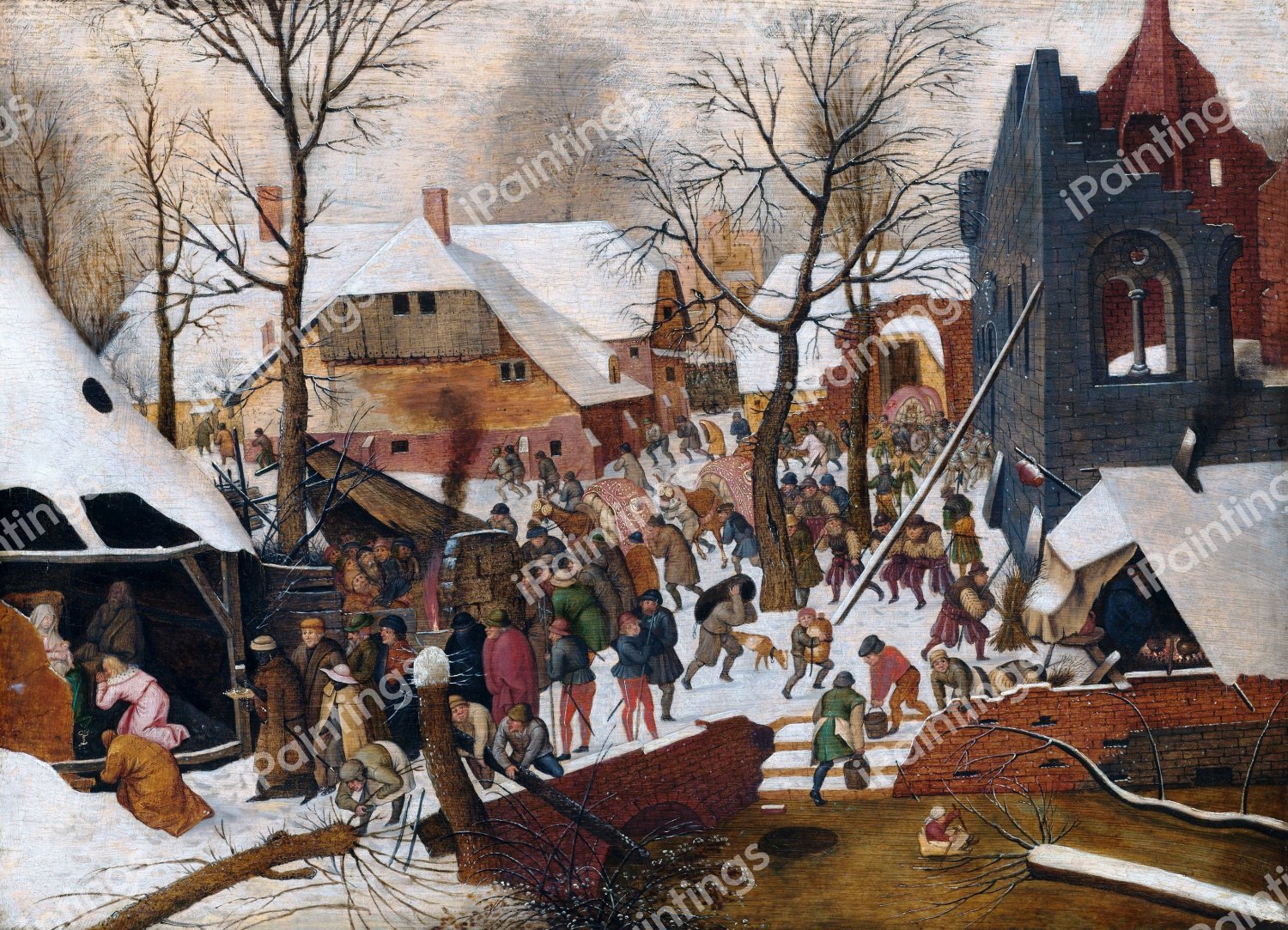 Adoration of the Kings in the Snow. The painting by Pieter the Elder Bruegel