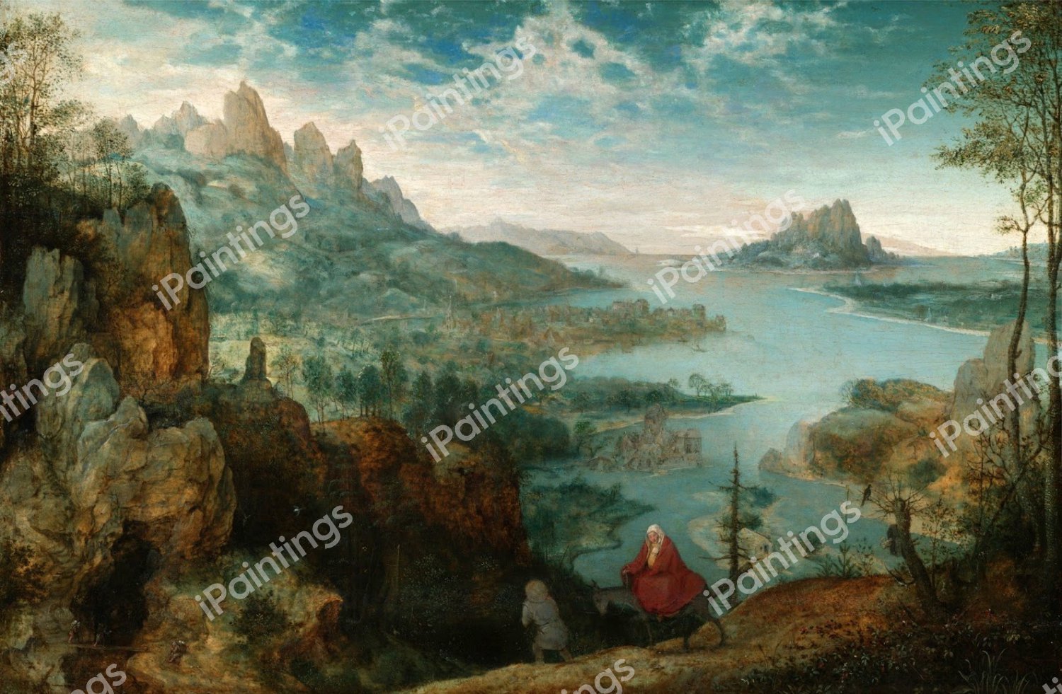 Landscape With The Flight Into Egypt. The painting by Pieter the Elder Bruegel