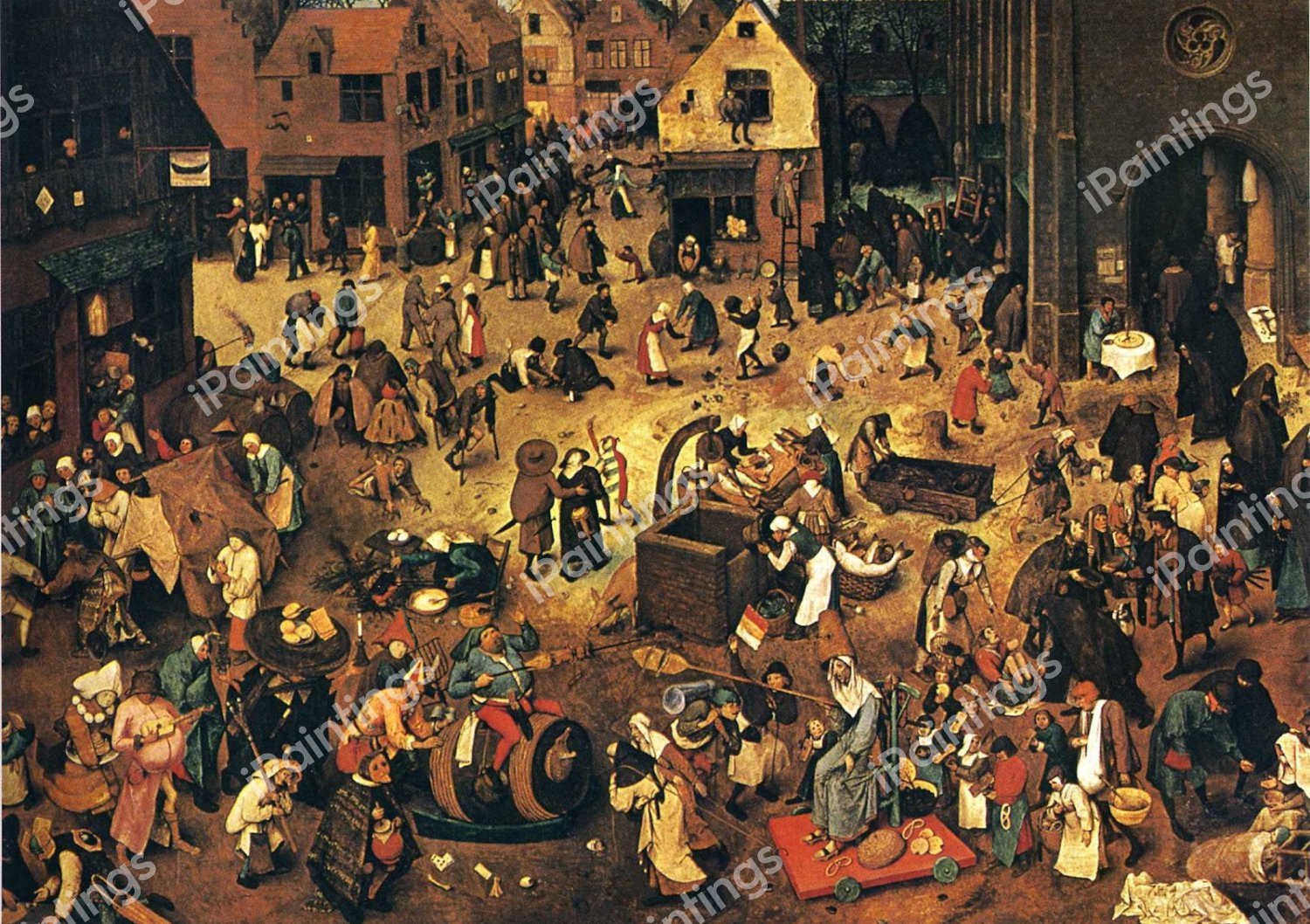 The Fight between Carnival and Lent. The painting by Pieter the Elder Bruegel