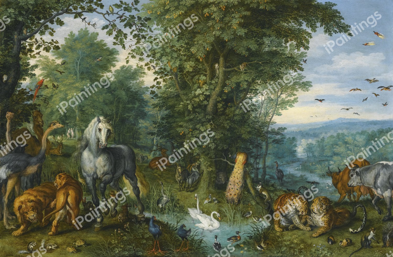 The Garden of Eden with the Fall of Man. The painting by Pieter the Elder Bruegel