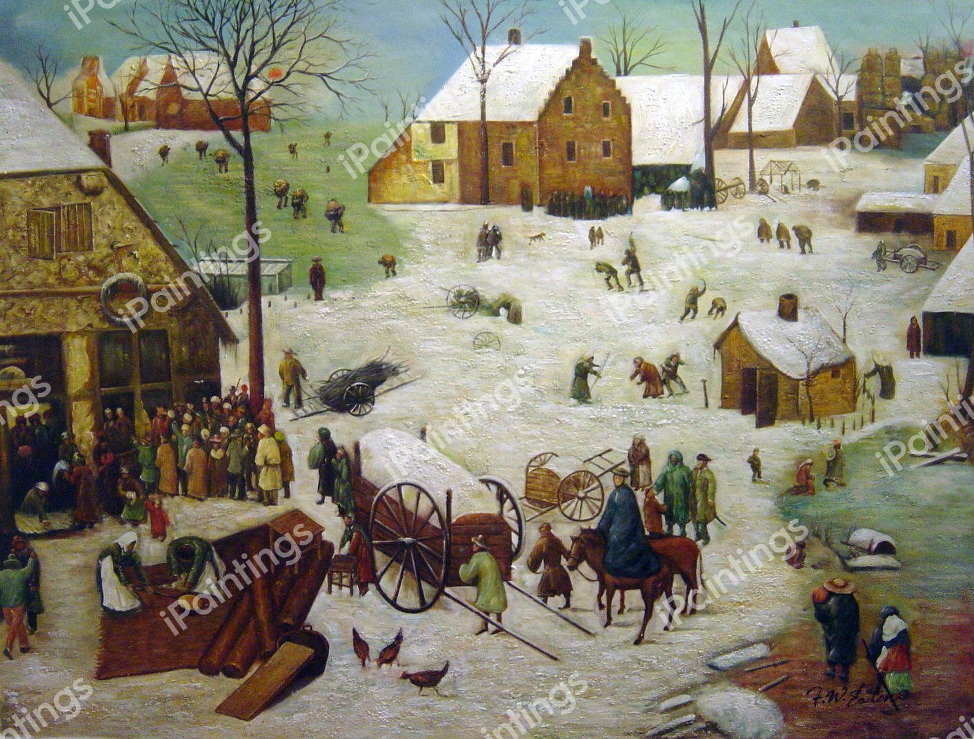 The Numbering At Bethlehem. The painting by Pieter the Elder Bruegel