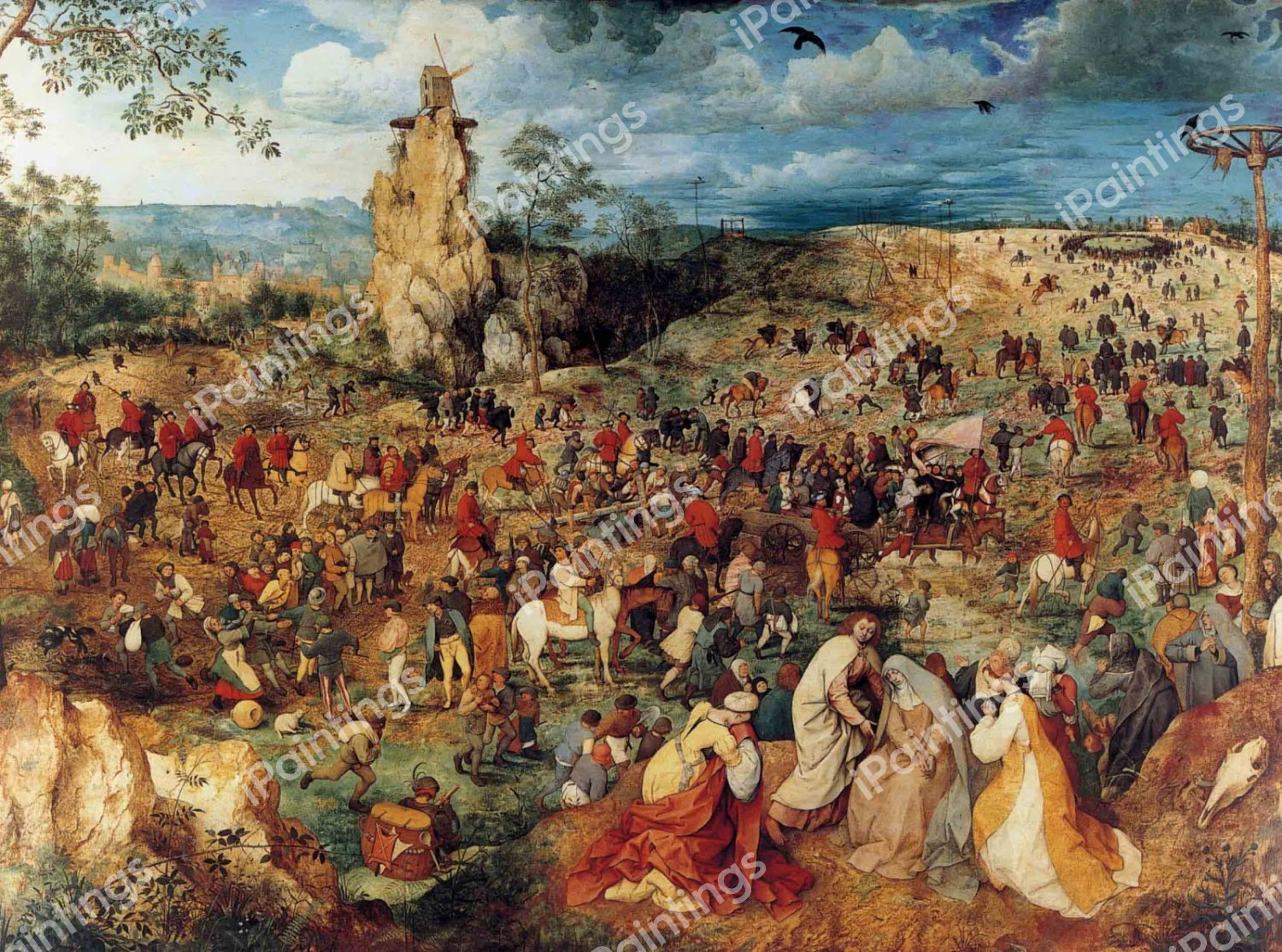 The Procession to Calvary. The painting by Pieter the Elder Bruegel