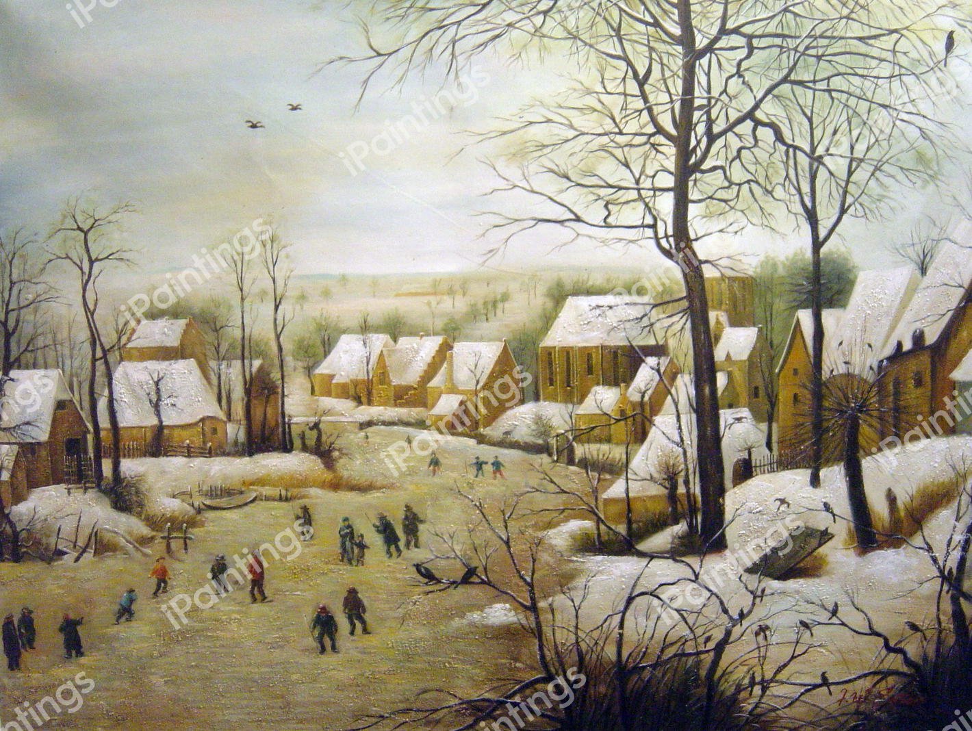 Winter Landscape With A Bird Trap. The painting by Pieter the Elder Bruegel