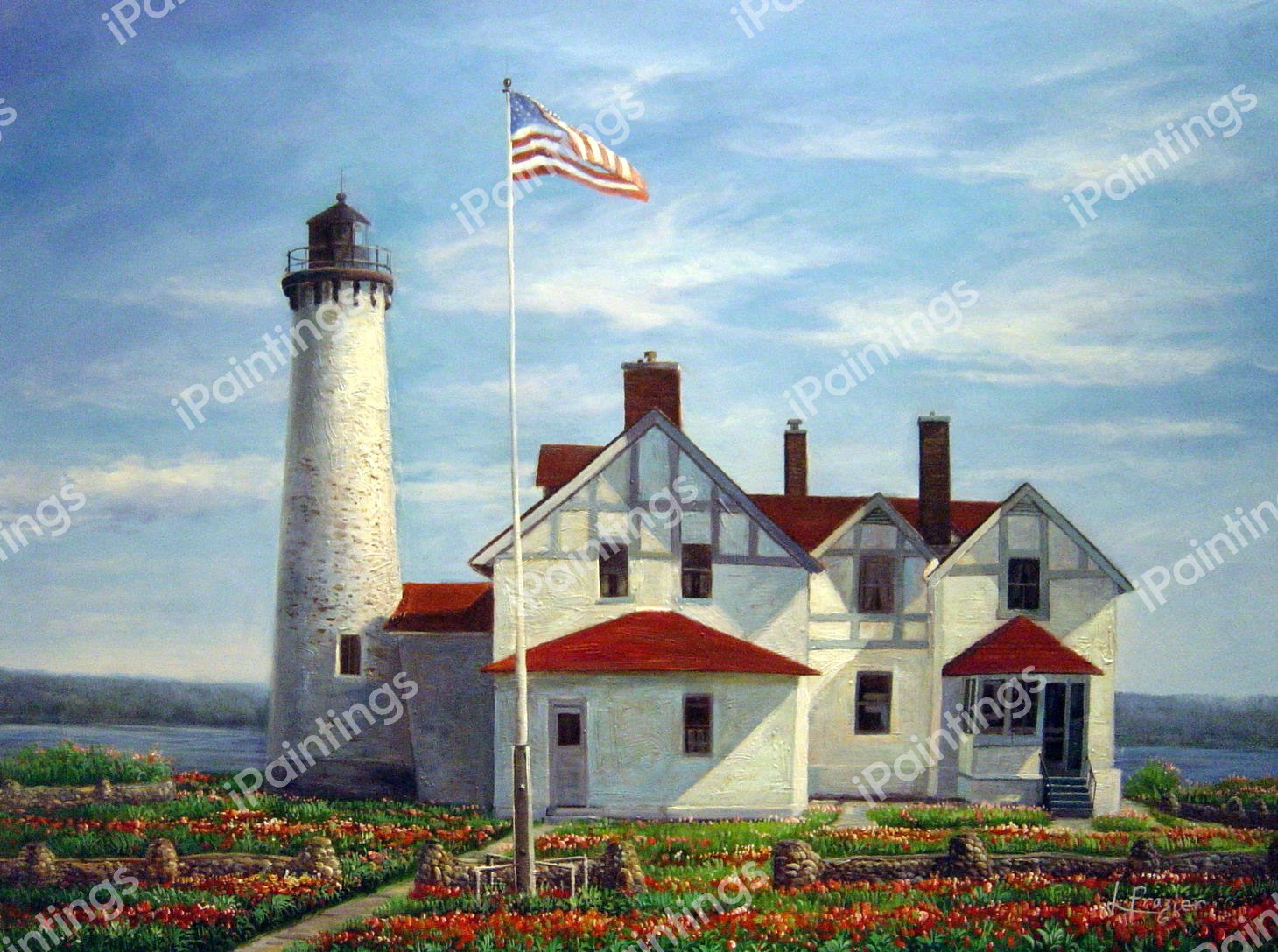 Point Iroquois Lighthouse. The painting by Our Originals