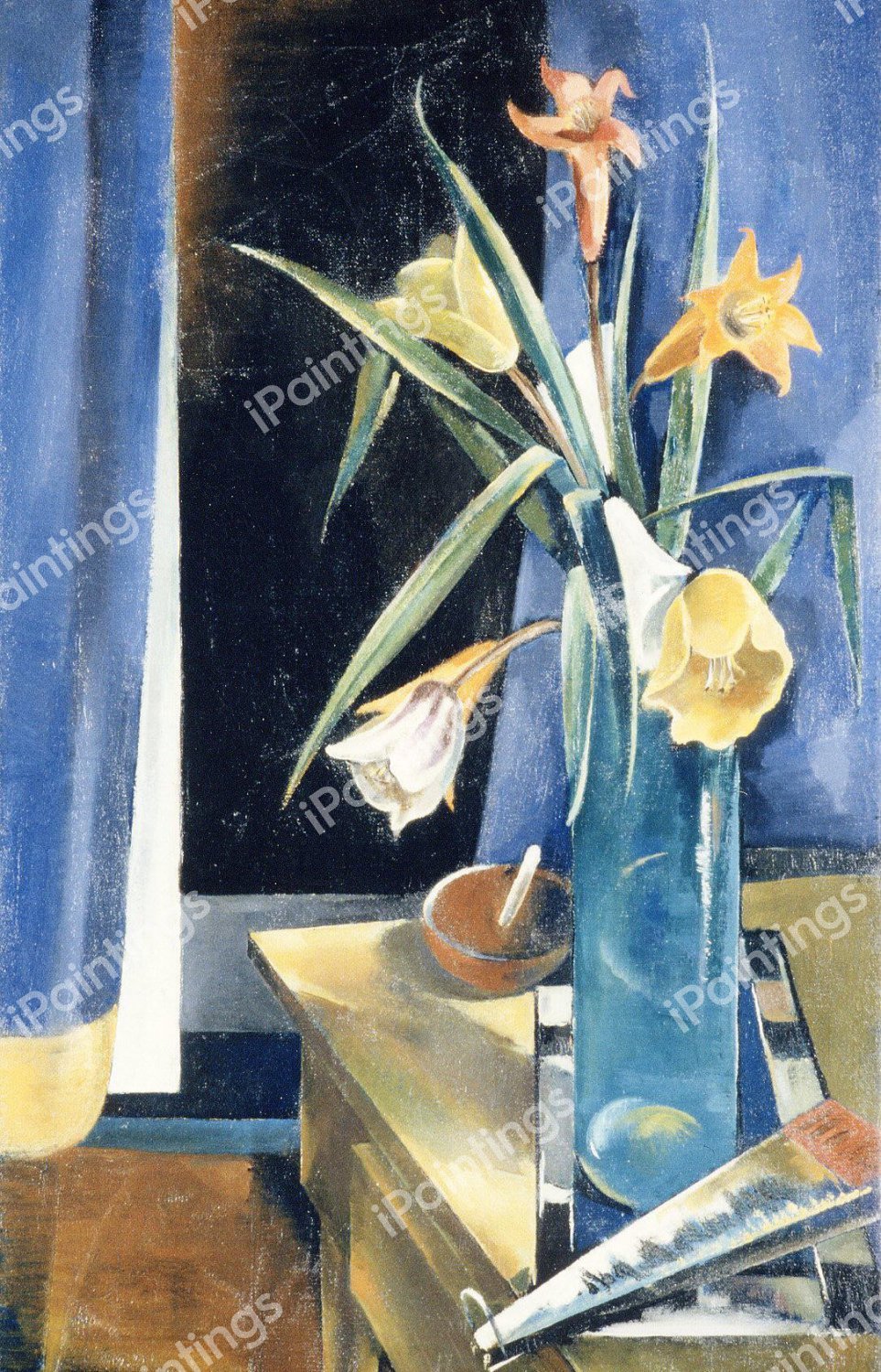 Vase of Flowers. The painting by Preston Dickinson
