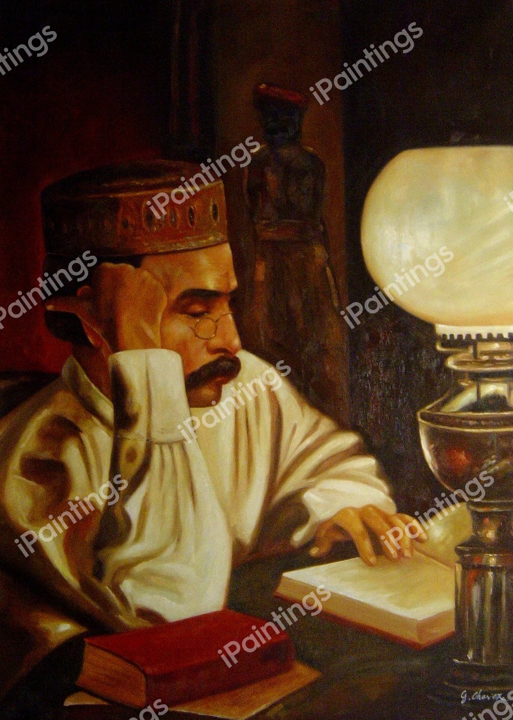 The Student. The painting by Raja Ravi Varma