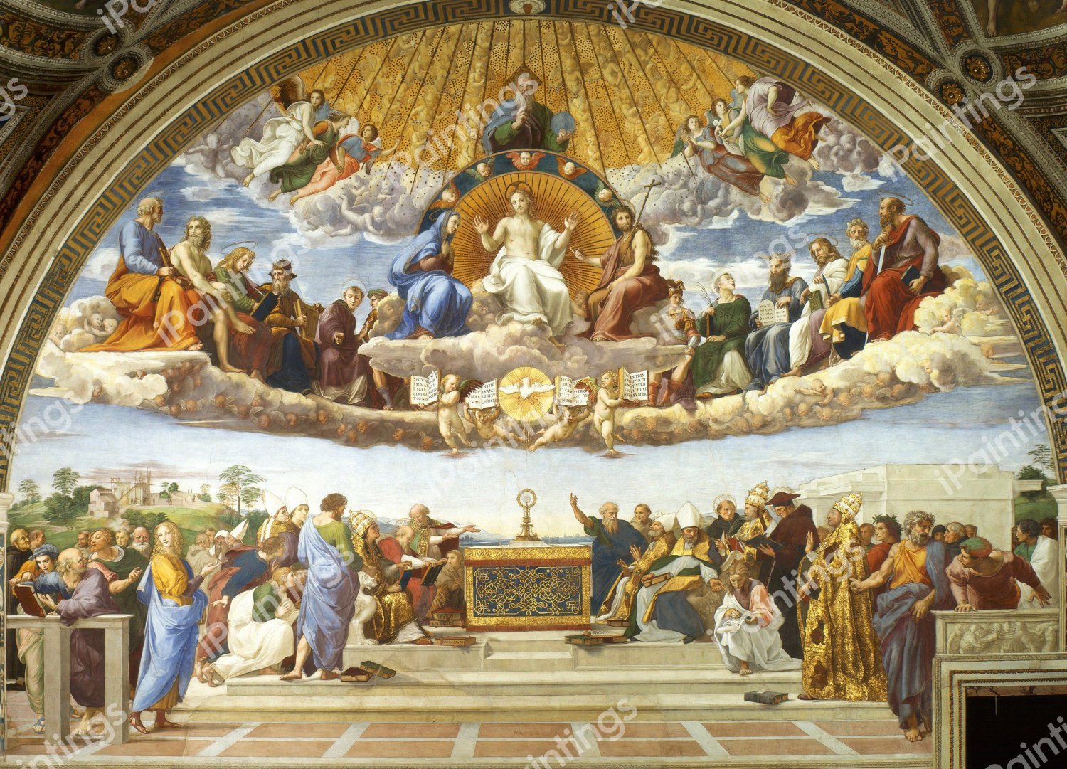 Disputation of Holy Sacrament. The painting by Raphael 