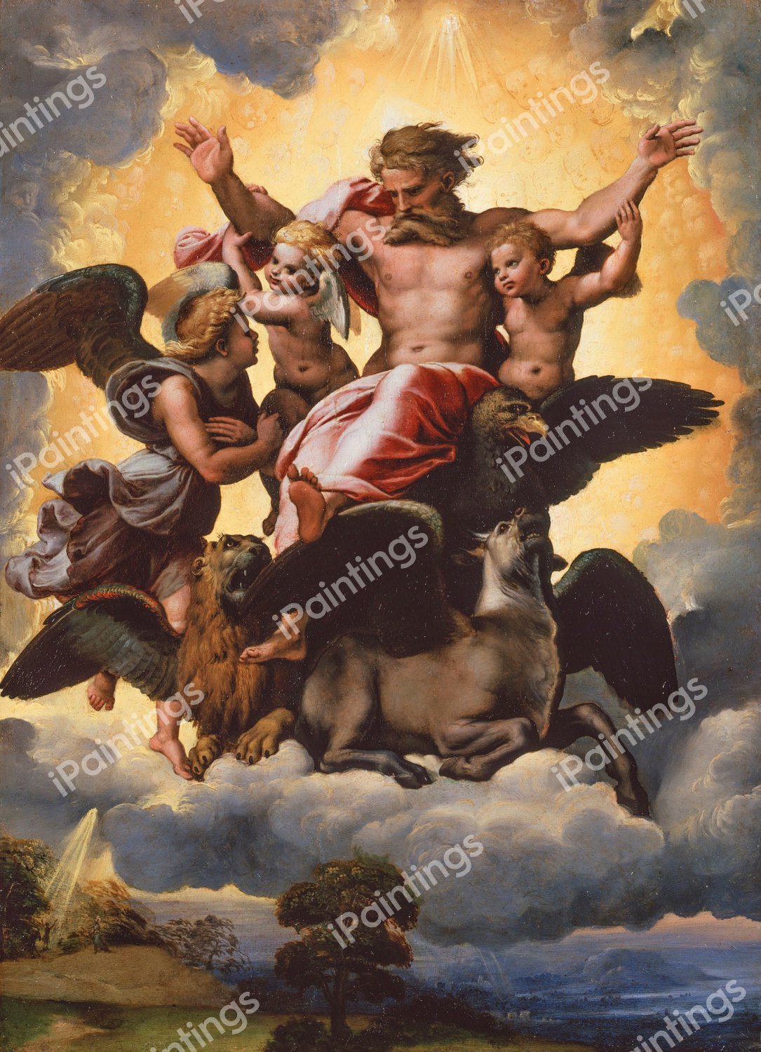Ezekiel's Vision. The painting by Raphael 