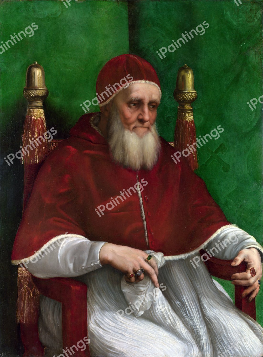 Portrait of Pope Julius II, circa 1512. The painting by Raphael 
