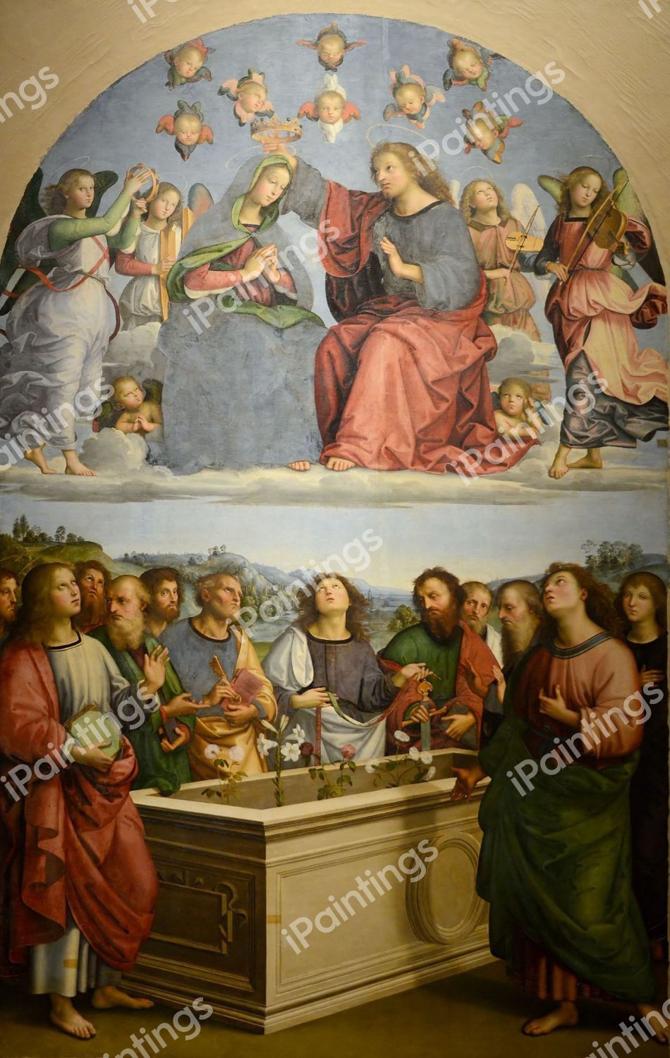 The Crowning of the Virgin (Oddi Altar). The painting by Raphael 