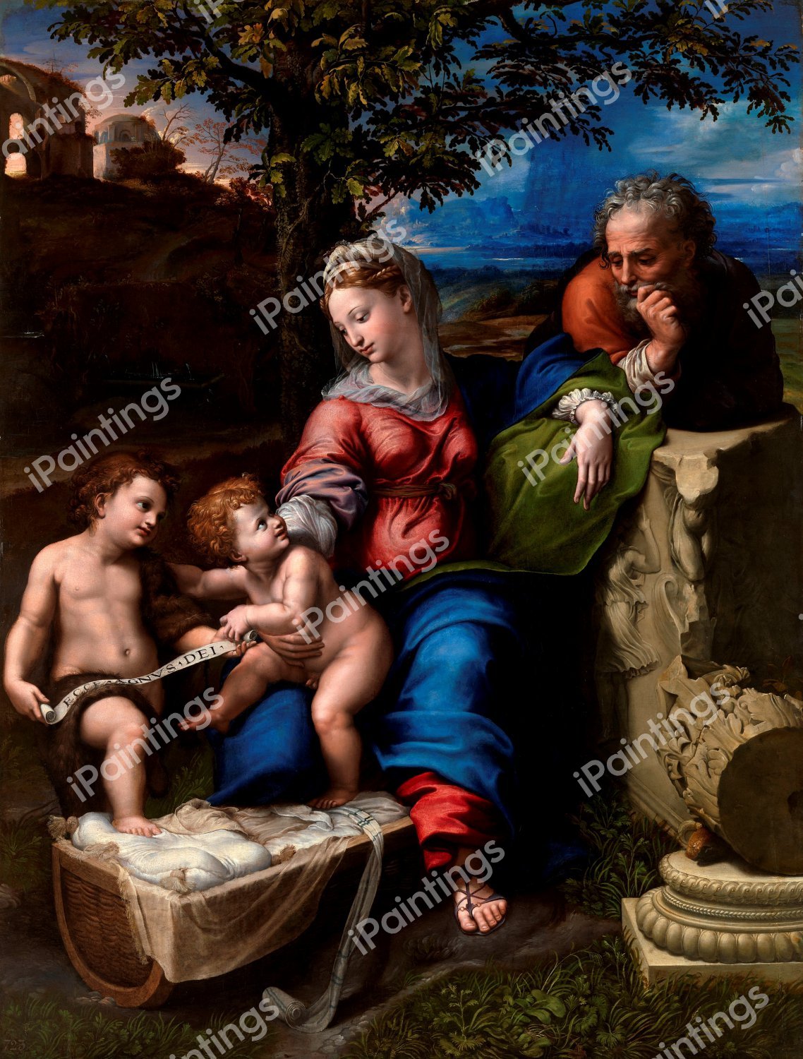 The Holy Family Below the Oak. The painting by Raphael 