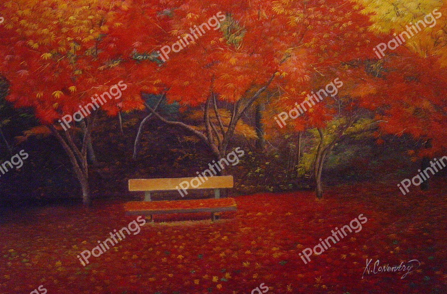 Red Autumn Leaves Galore!. The painting by Our Originals